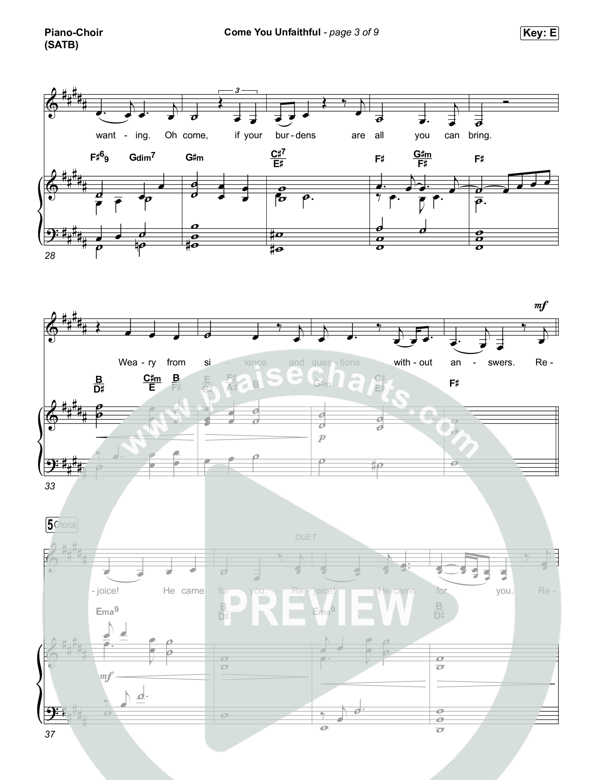 Come You Unfaithful Piano/Vocal Pack (Michael Boggs / Amy Grant)