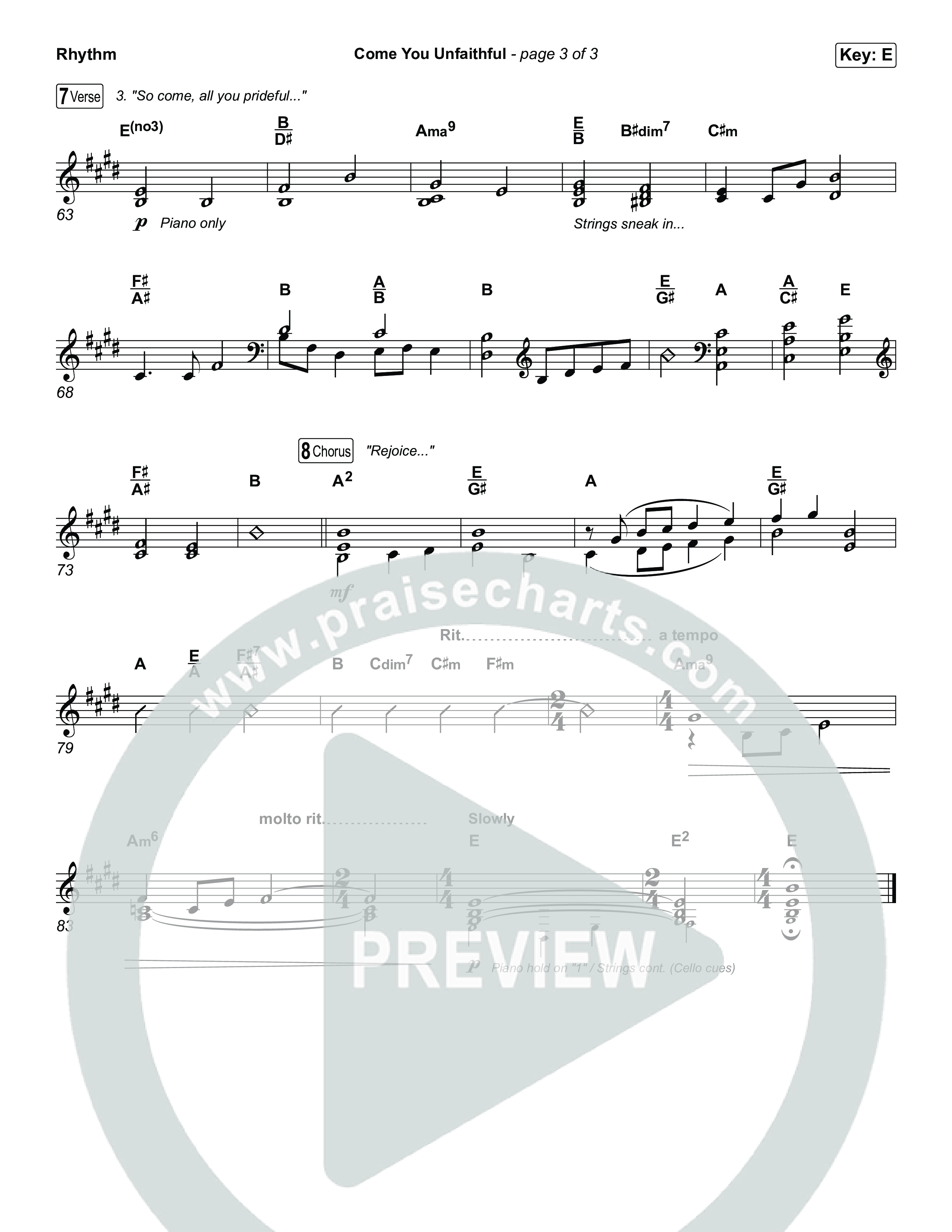 Come You Unfaithful Rhythm Chart (Michael Boggs / Amy Grant)