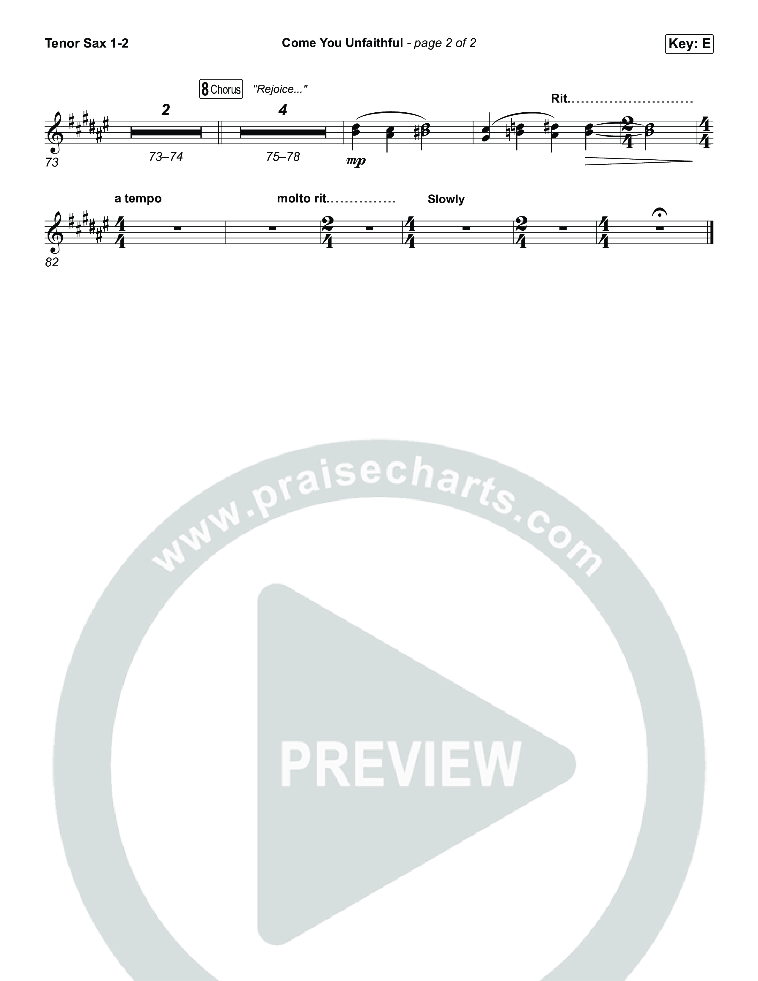 Come You Unfaithful Tenor Sax 1,2 (Michael Boggs / Amy Grant)