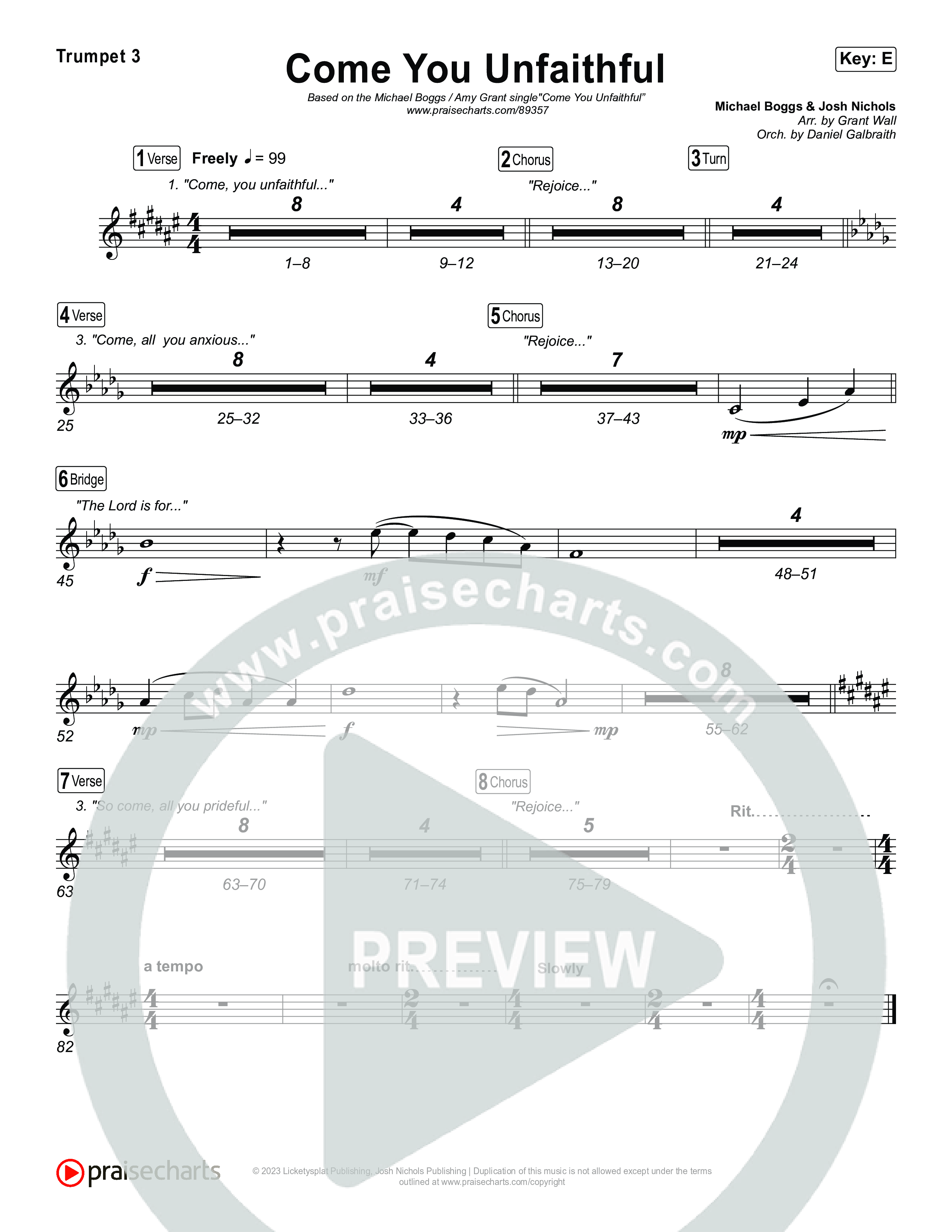 Come You Unfaithful Trumpet 1,2 (Michael Boggs / Amy Grant)