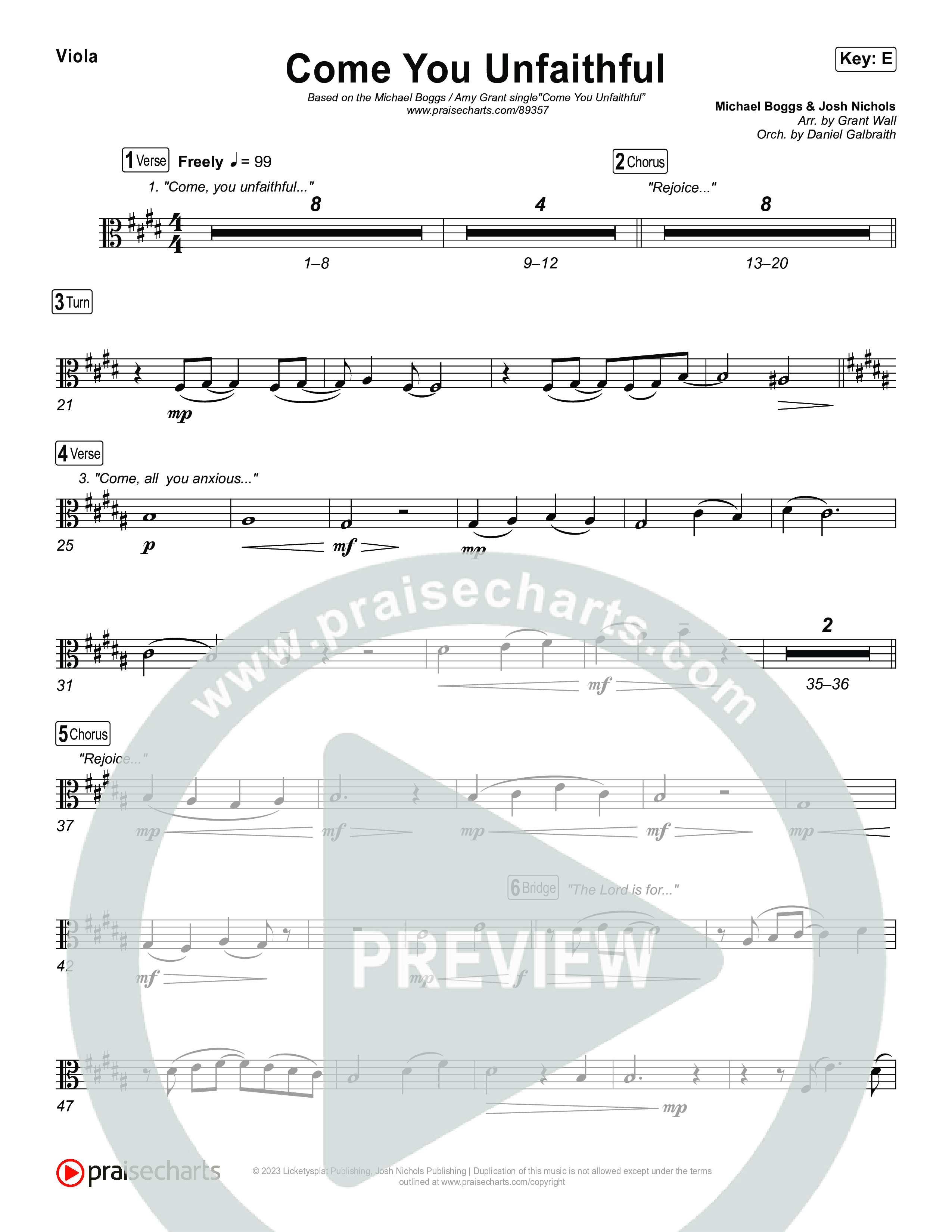 Come You Unfaithful Viola (Michael Boggs / Amy Grant)