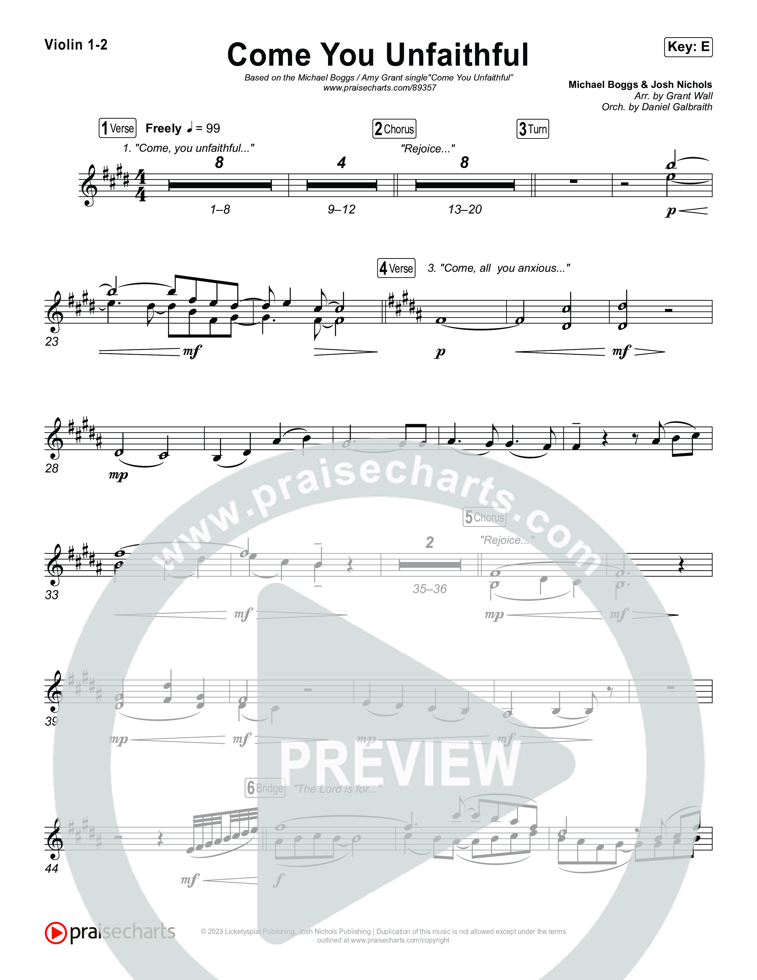 Come You Unfaithful Violin 1,2 (Michael Boggs / Amy Grant)