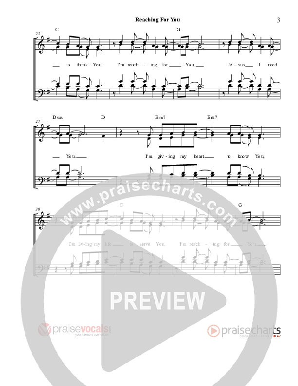 Reaching For You Lead Sheet (SAT) (PraiseVocals)