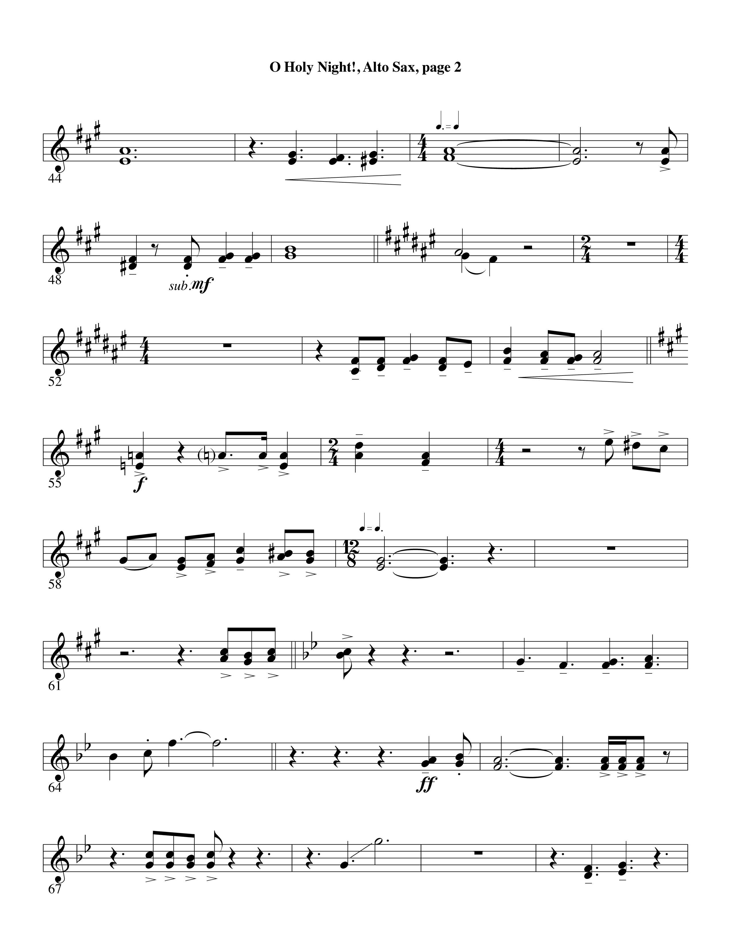 O Holy Night (Choral Anthem SATB) Alto Sax (Word Music Choral / Arr. David Clydesdale)
