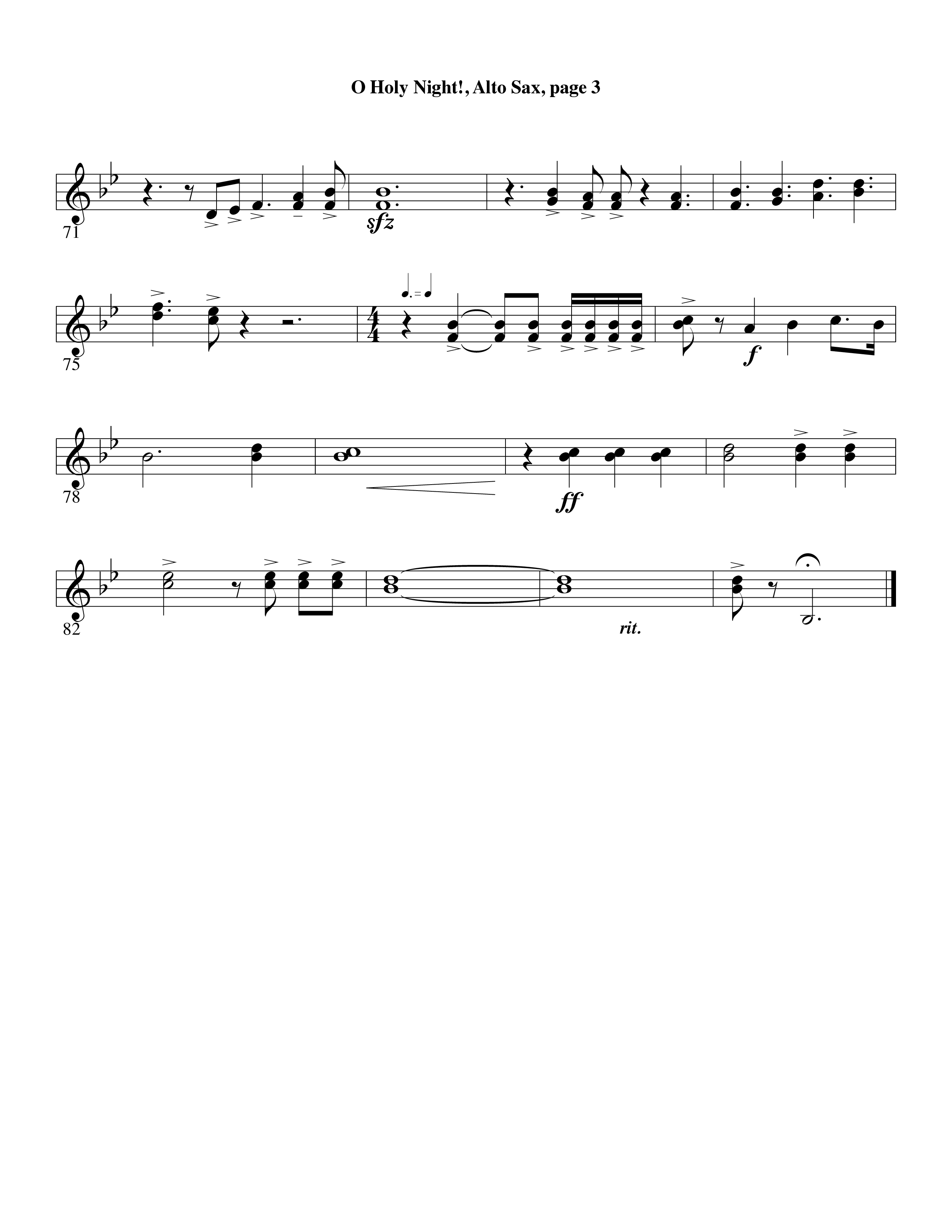 O Holy Night (Choral Anthem SATB) Alto Sax (Word Music Choral / Arr. David Clydesdale)