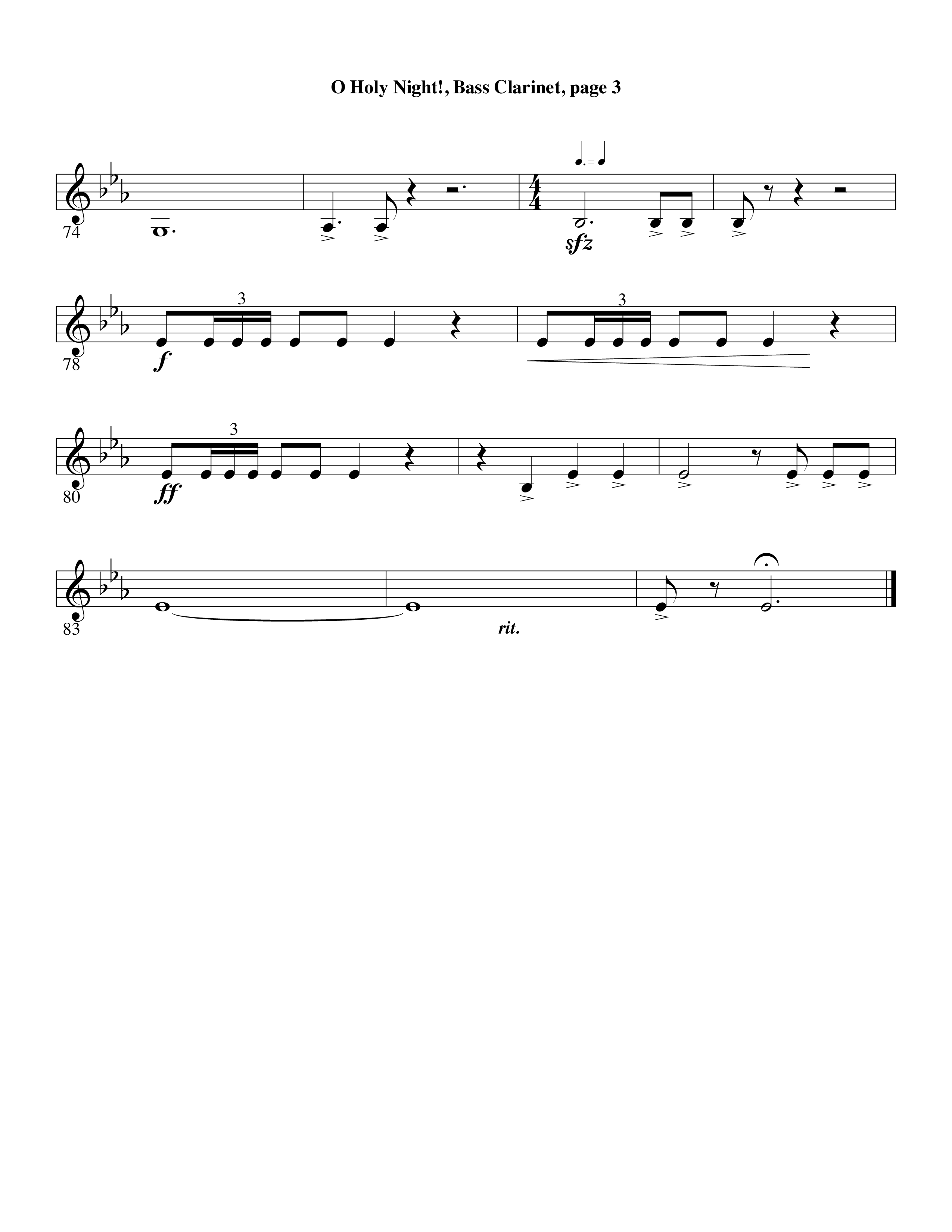 O Holy Night (Choral Anthem SATB) Bass Clarinet (Word Music Choral / Arr. David Clydesdale)