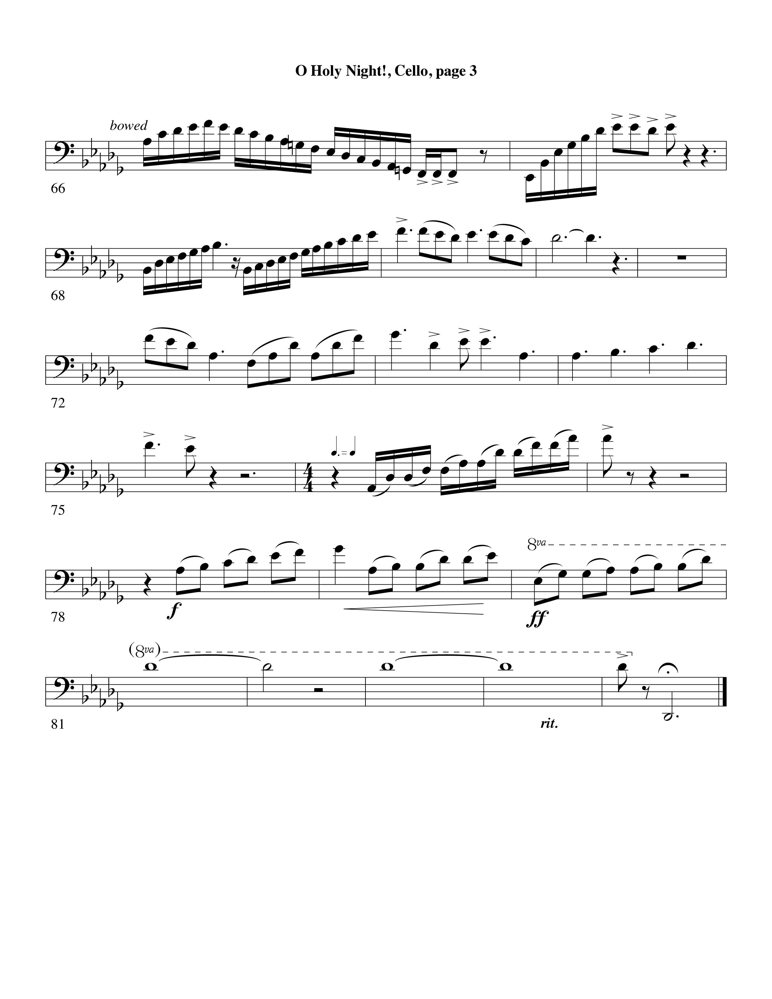 O Holy Night (Choral Anthem SATB) Cello (Word Music Choral / Arr. David Clydesdale)