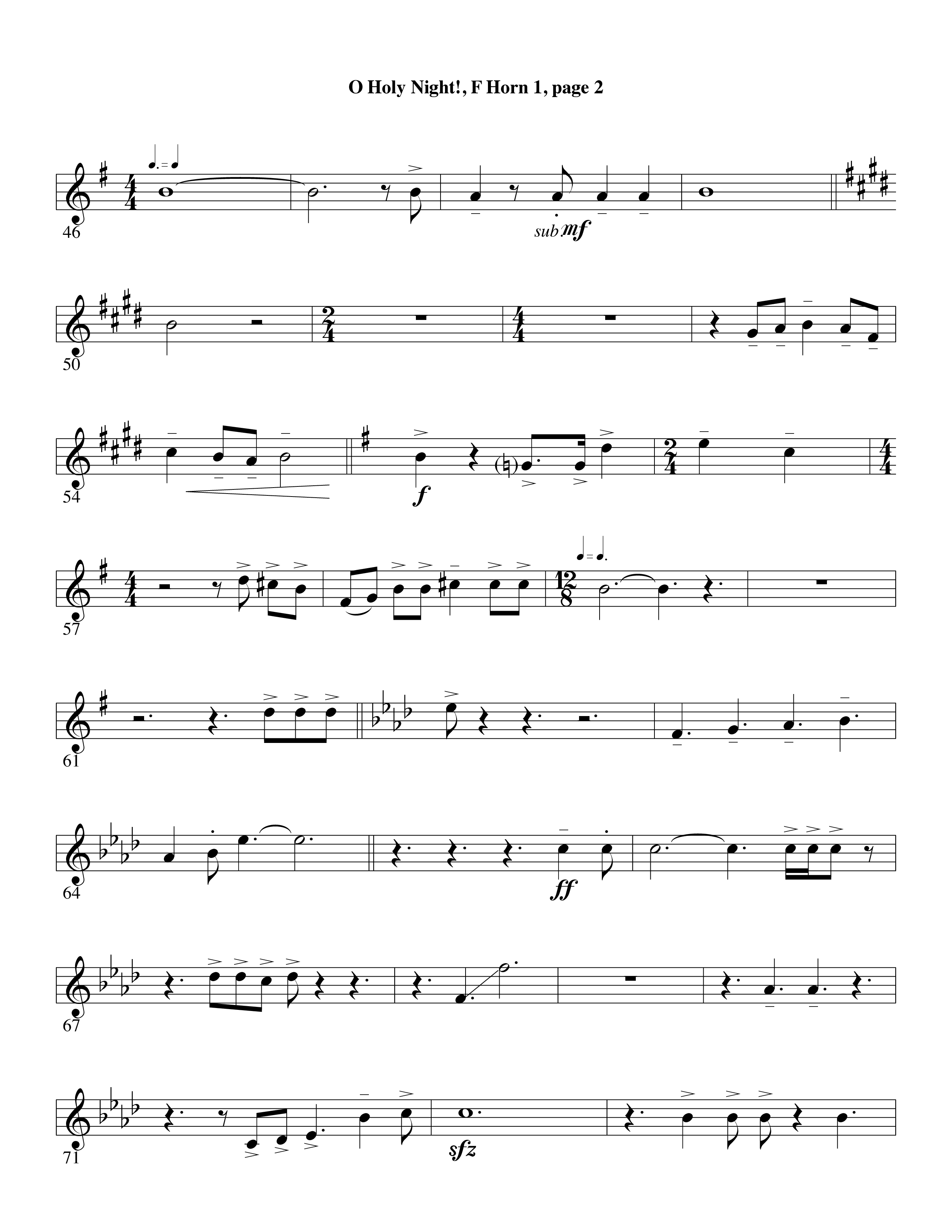 O Holy Night (Choral Anthem SATB) French Horn (Word Music Choral / Arr. David Clydesdale)