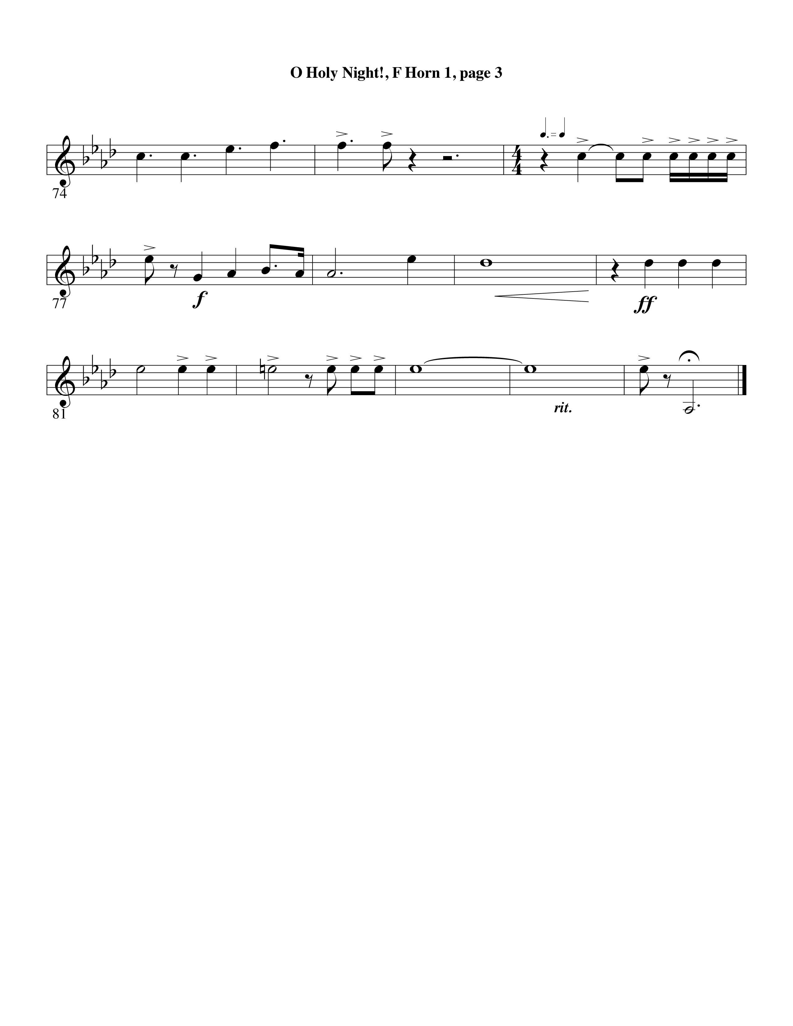 O Holy Night (Choral Anthem SATB) French Horn (Word Music Choral / Arr. David Clydesdale)
