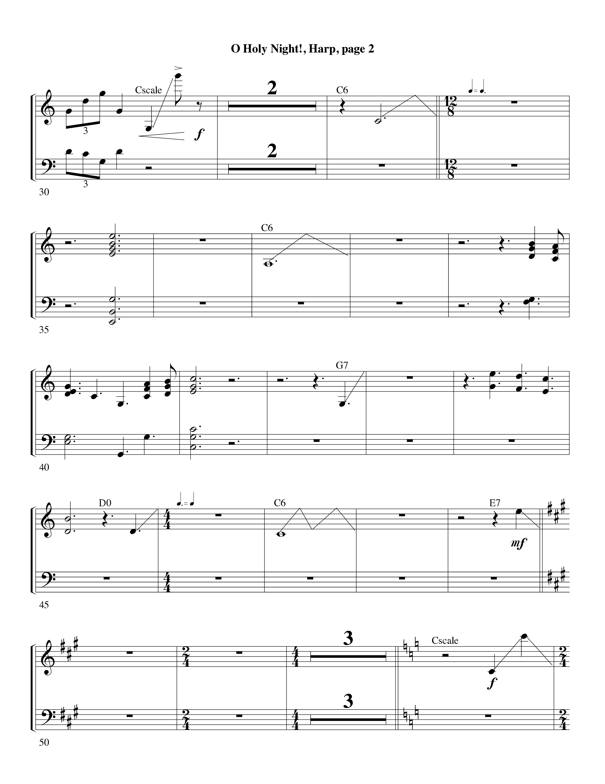O Holy Night (Choral Anthem SATB) Harp (Word Music Choral / Arr. David Clydesdale)