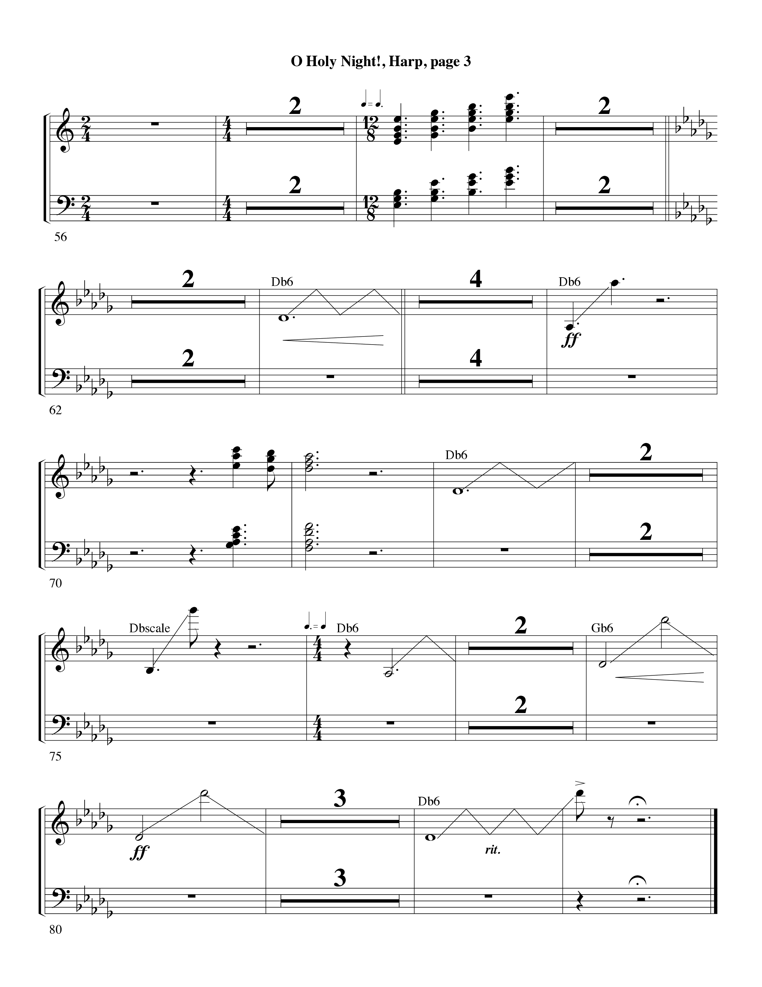 O Holy Night (Choral Anthem SATB) Harp (Word Music Choral / Arr. David Clydesdale)