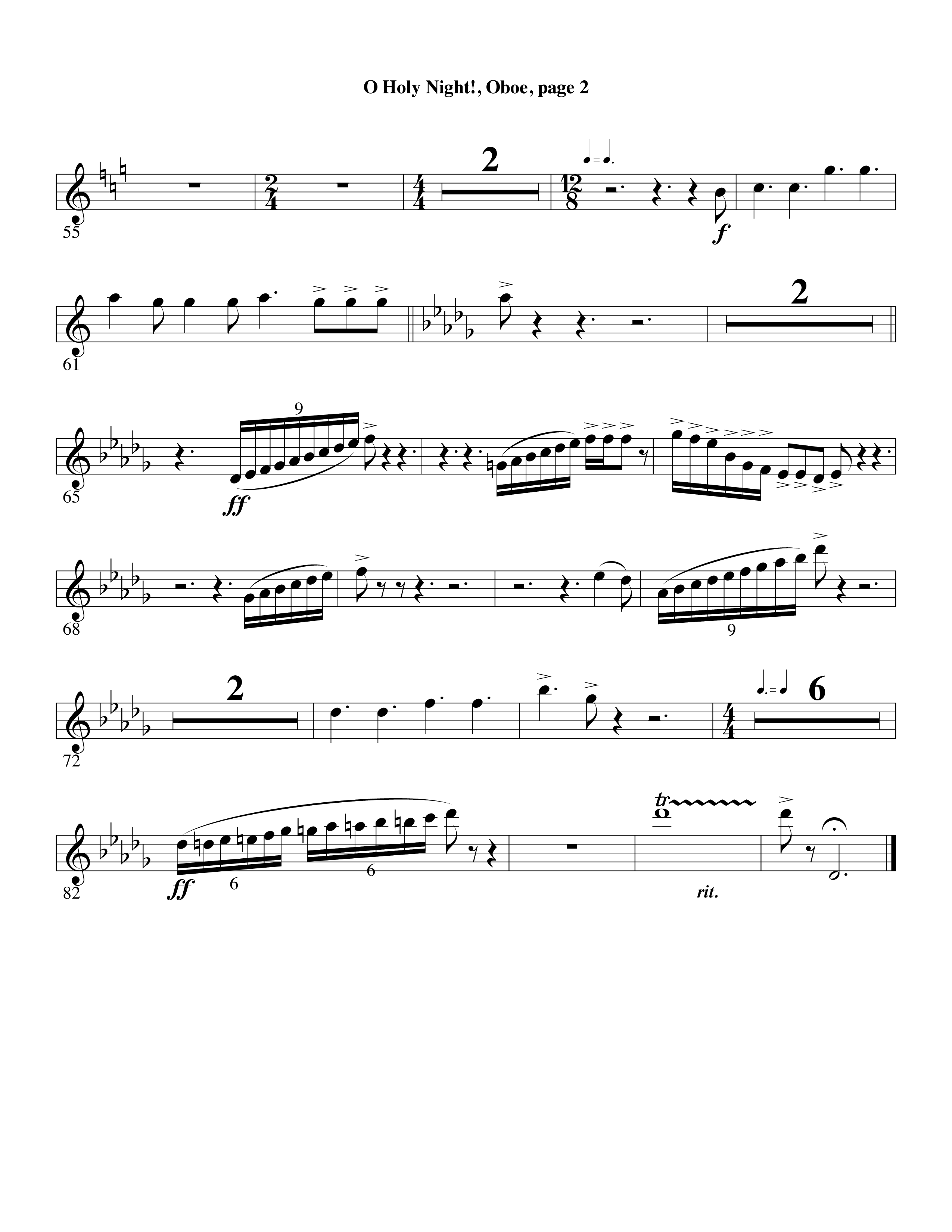 O Holy Night (Choral Anthem SATB) Oboe (Word Music Choral / Arr. David Clydesdale)