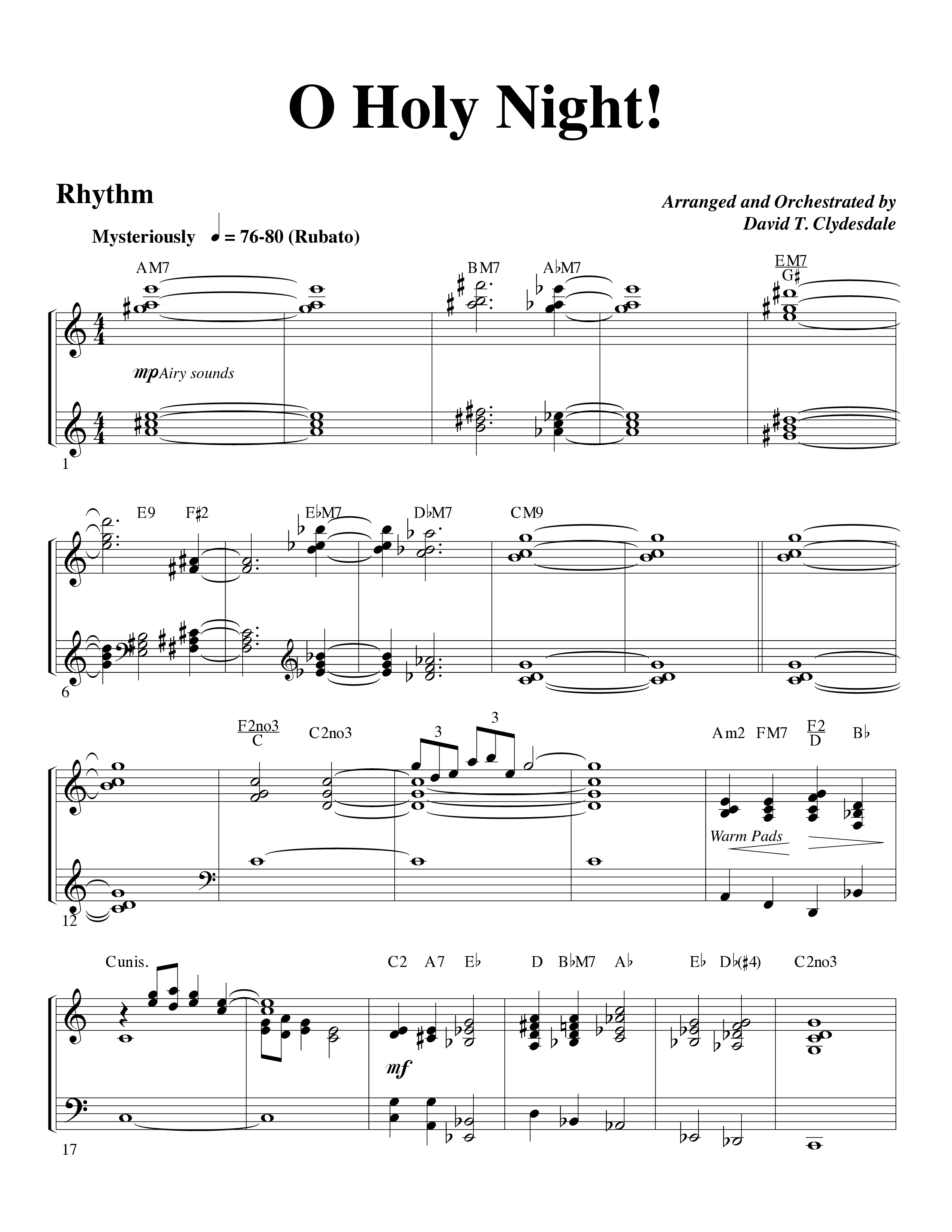 O Holy Night (Choral Anthem SATB) Rhythm Chart (Word Music Choral / Arr. David Clydesdale)