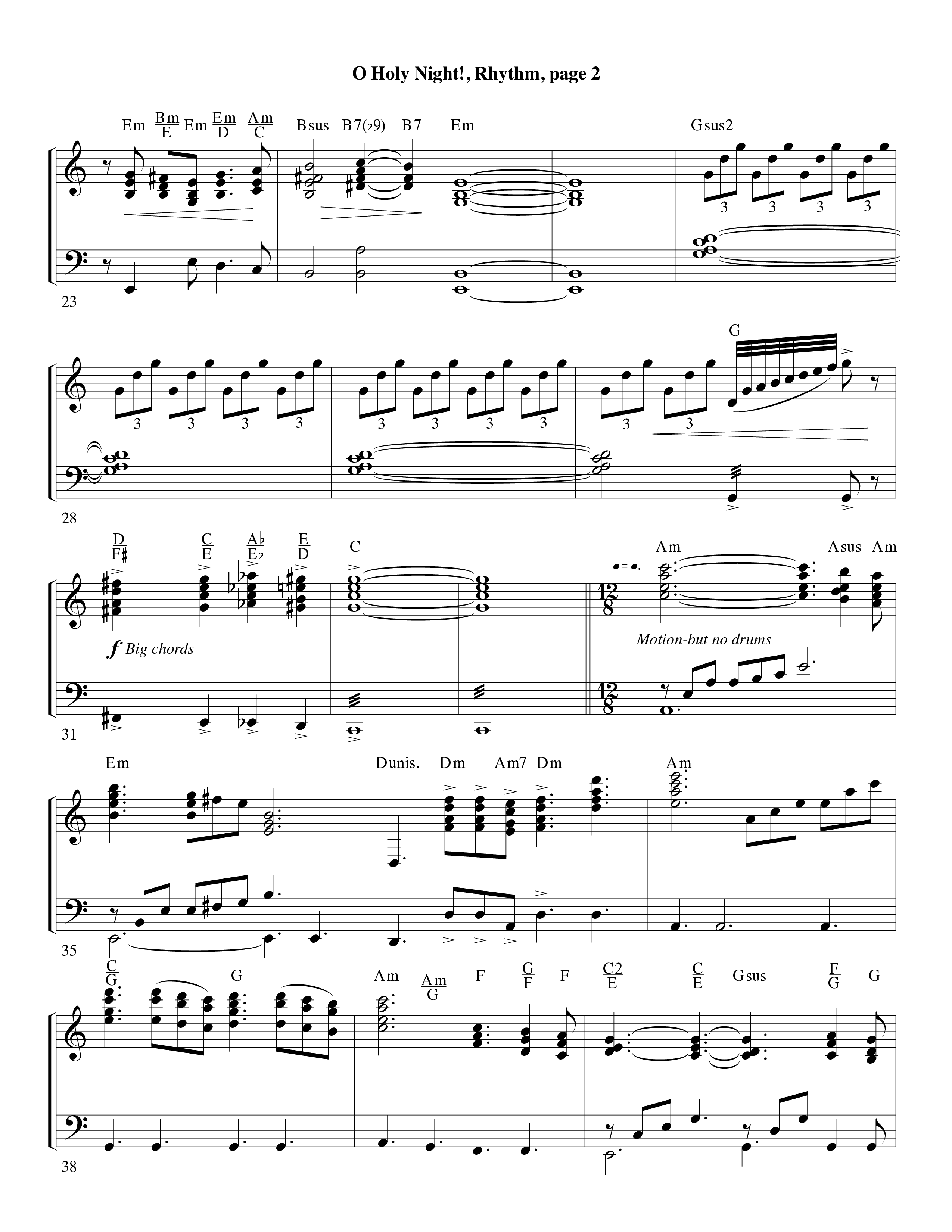 O Holy Night (Choral Anthem SATB) Rhythm Chart (Word Music Choral / Arr. David Clydesdale)