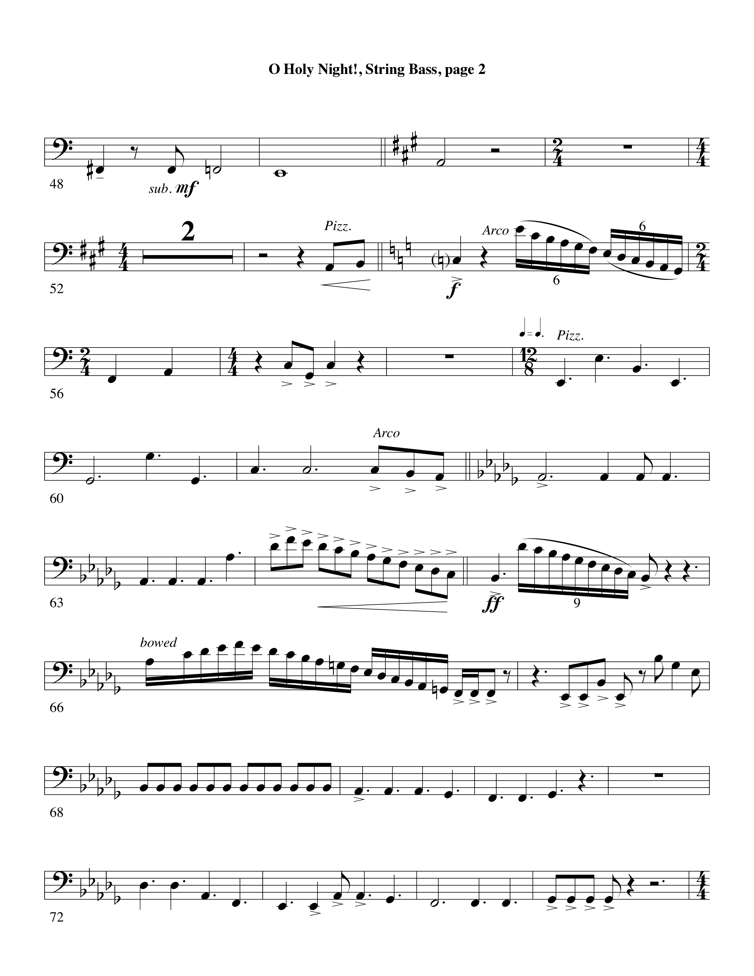 O Holy Night (Choral Anthem SATB) String Bass (Word Music Choral / Arr. David Clydesdale)