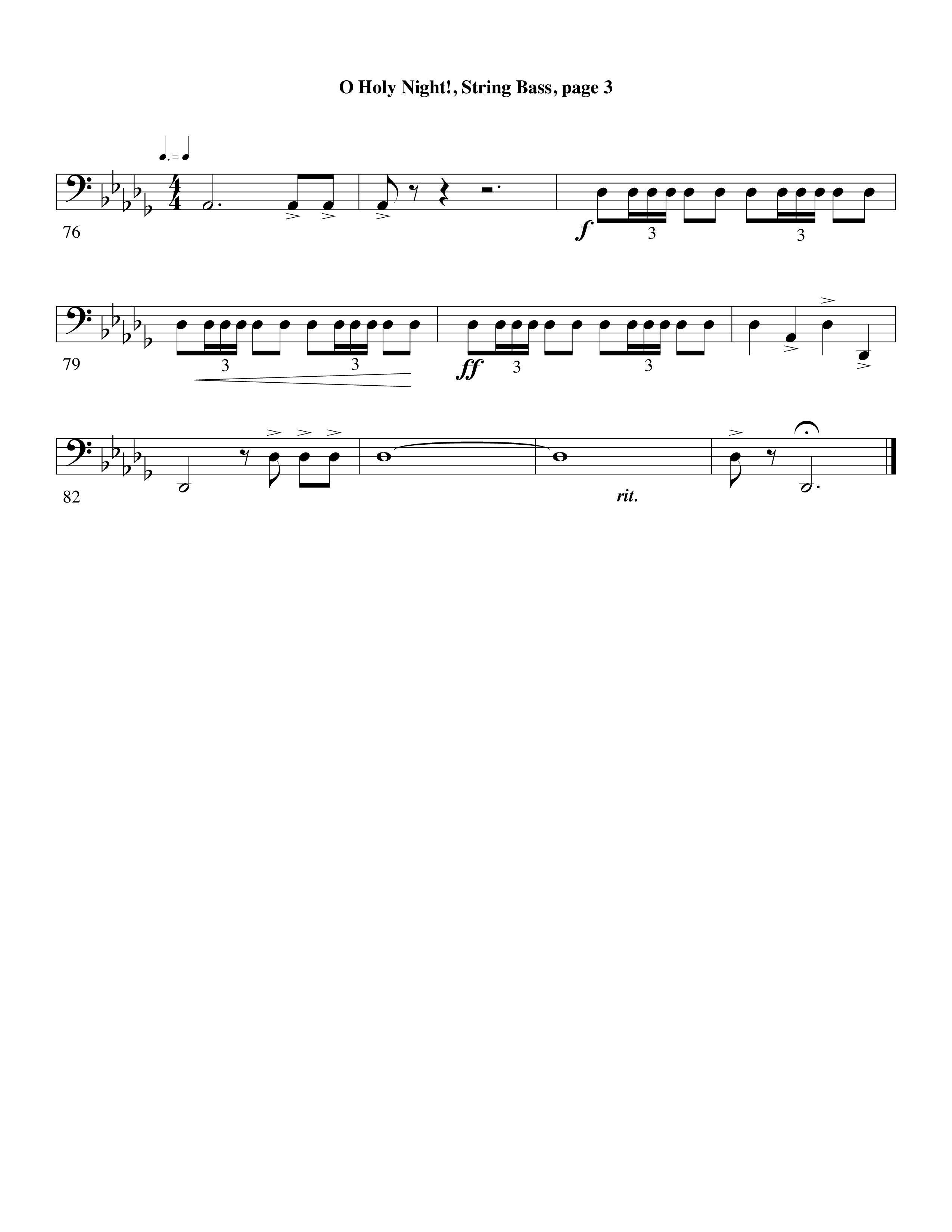 O Holy Night (Choral Anthem SATB) String Bass (Word Music Choral / Arr. David Clydesdale)