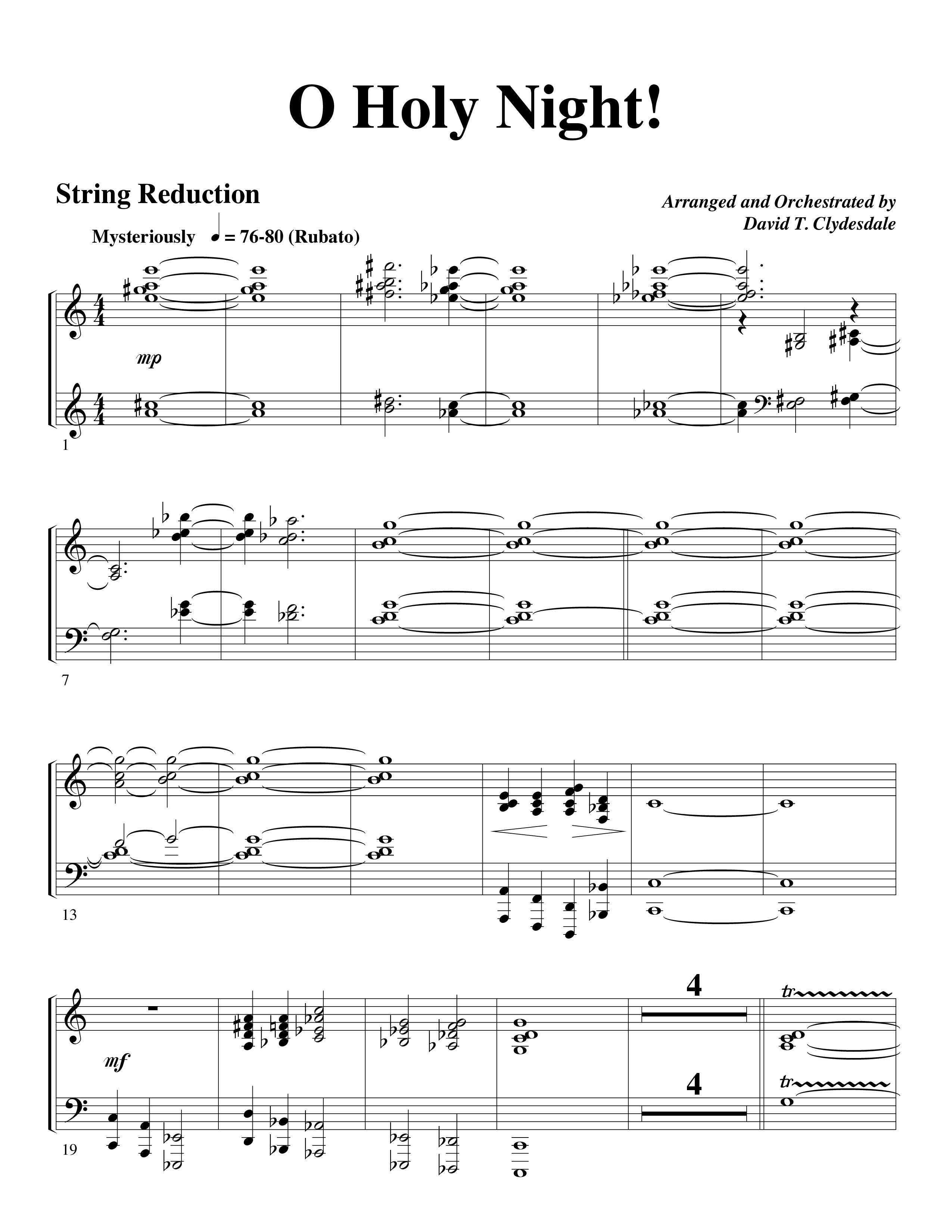 O Holy Night (Choral Anthem SATB) String Reduction (Word Music Choral / Arr. David Clydesdale)