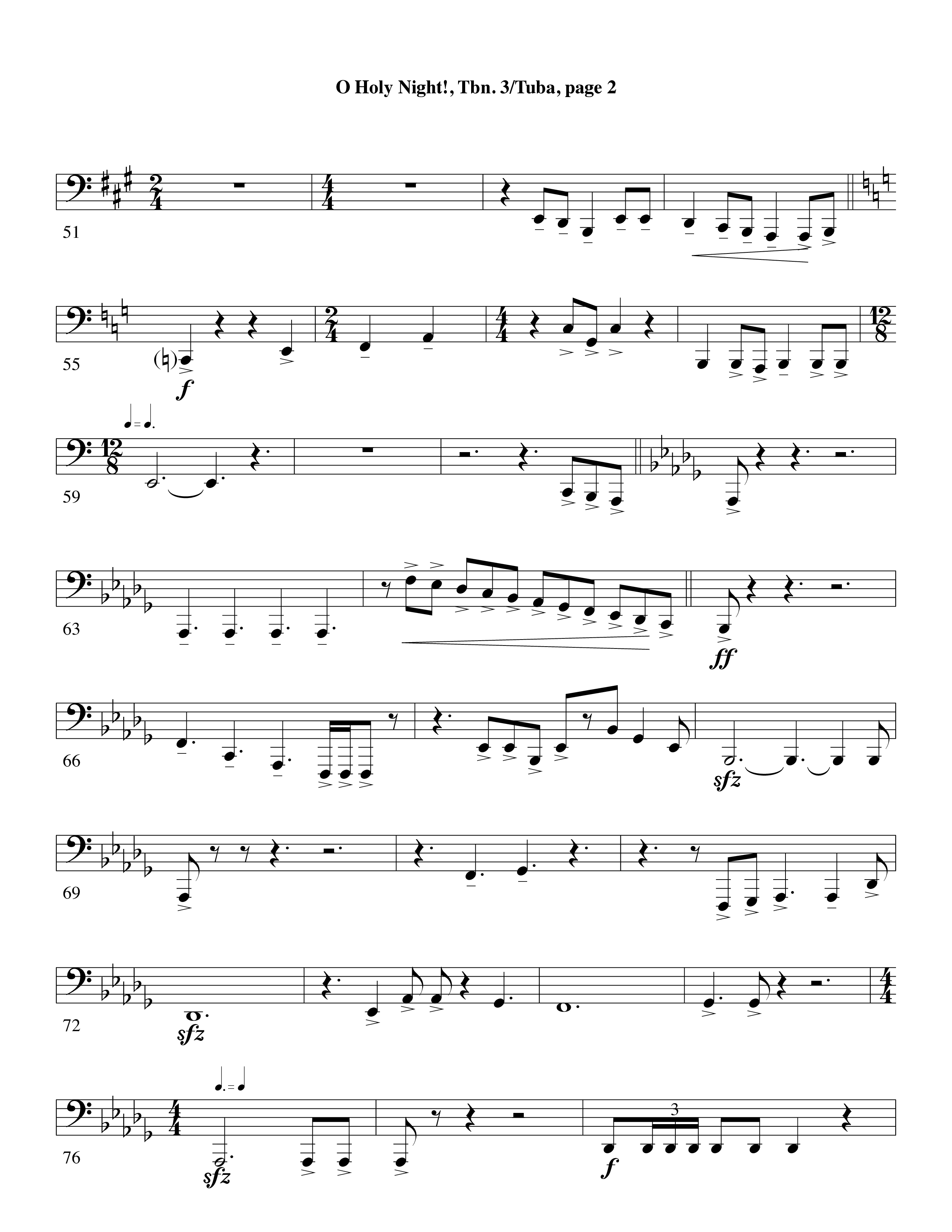 O Holy Night (Choral Anthem SATB) Trombone 3/Tuba (Word Music Choral / Arr. David Clydesdale)