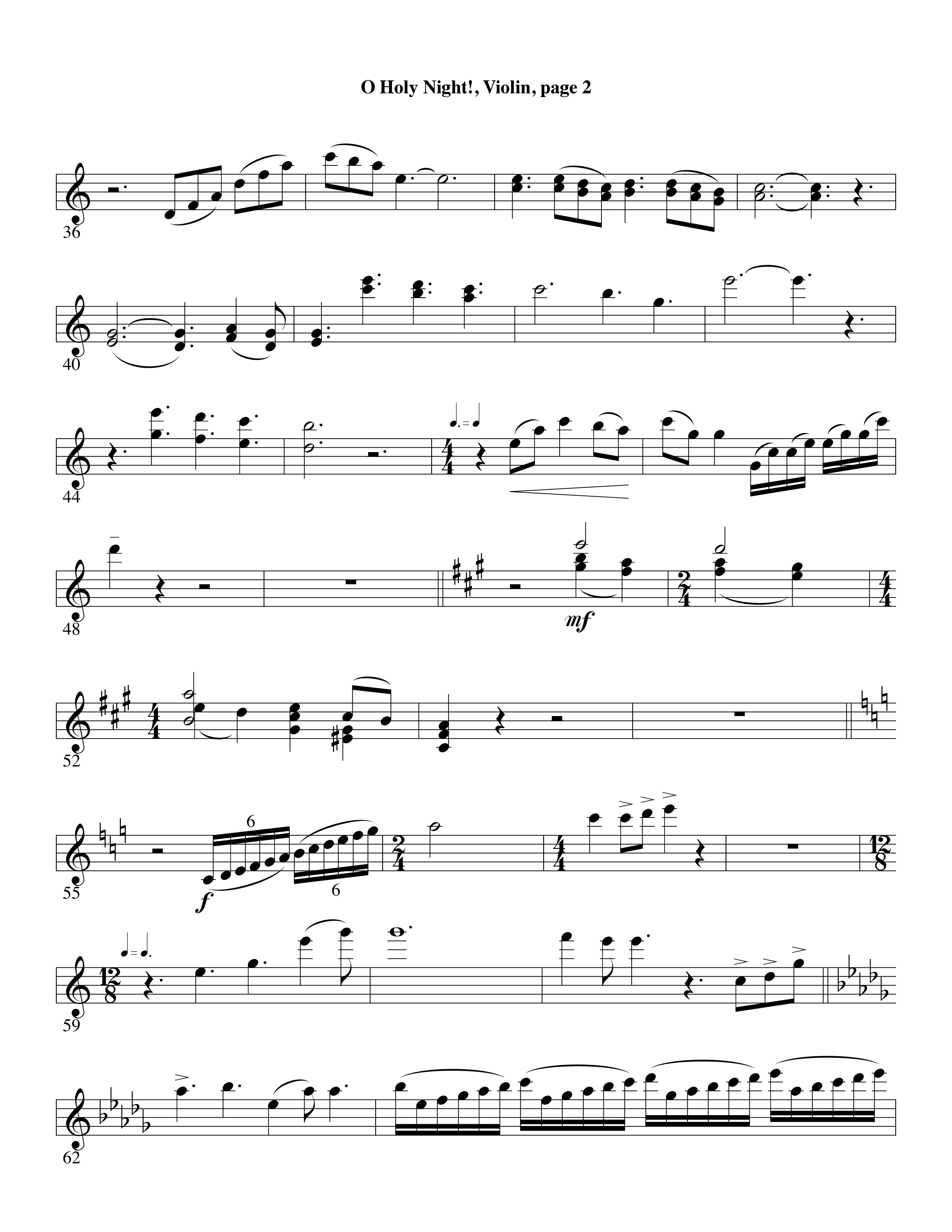 O Holy Night (Choral Anthem SATB) Violin 1 (Word Music Choral / Arr. David Clydesdale)