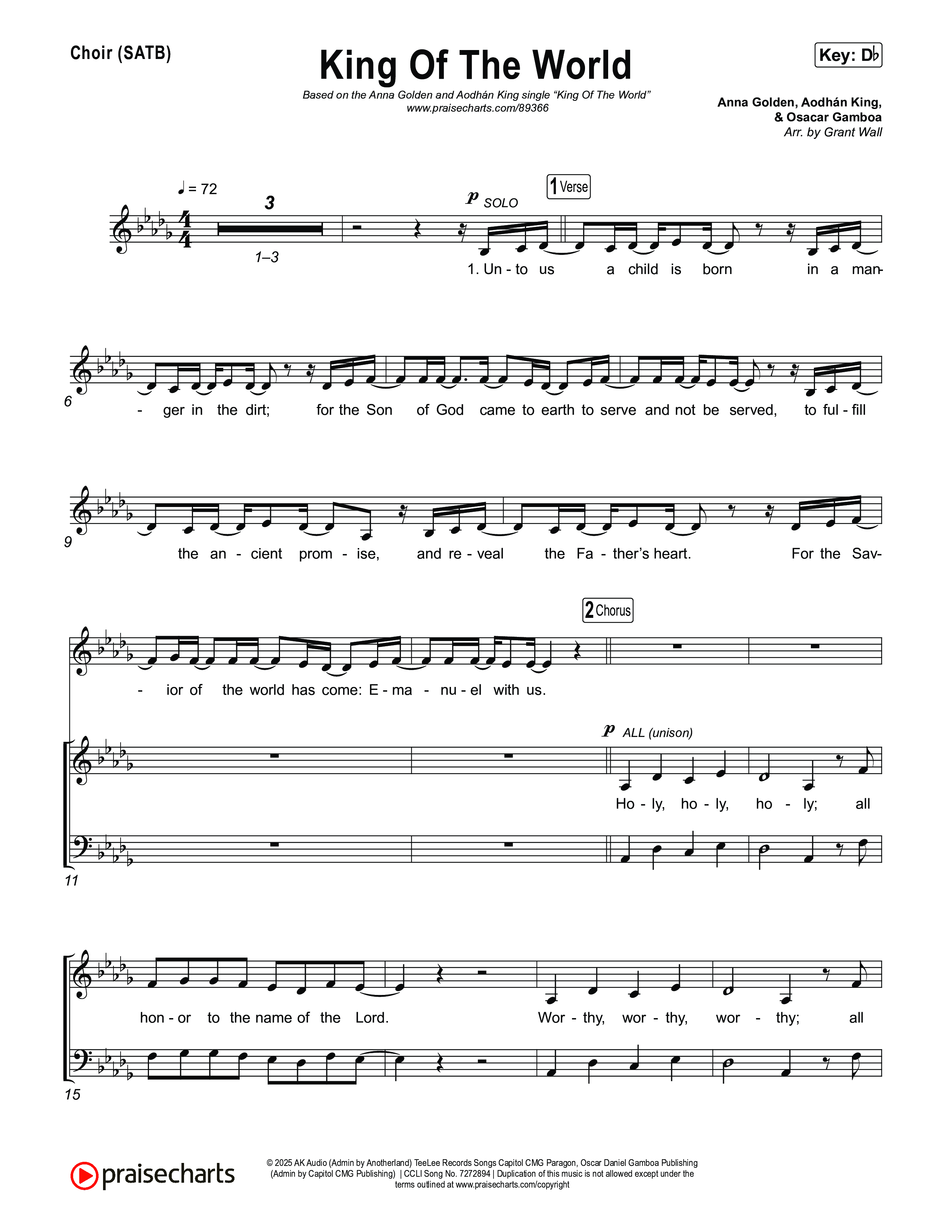 King Of The World Choir Sheet (SATB) (Anna Golden / Aodhan King)