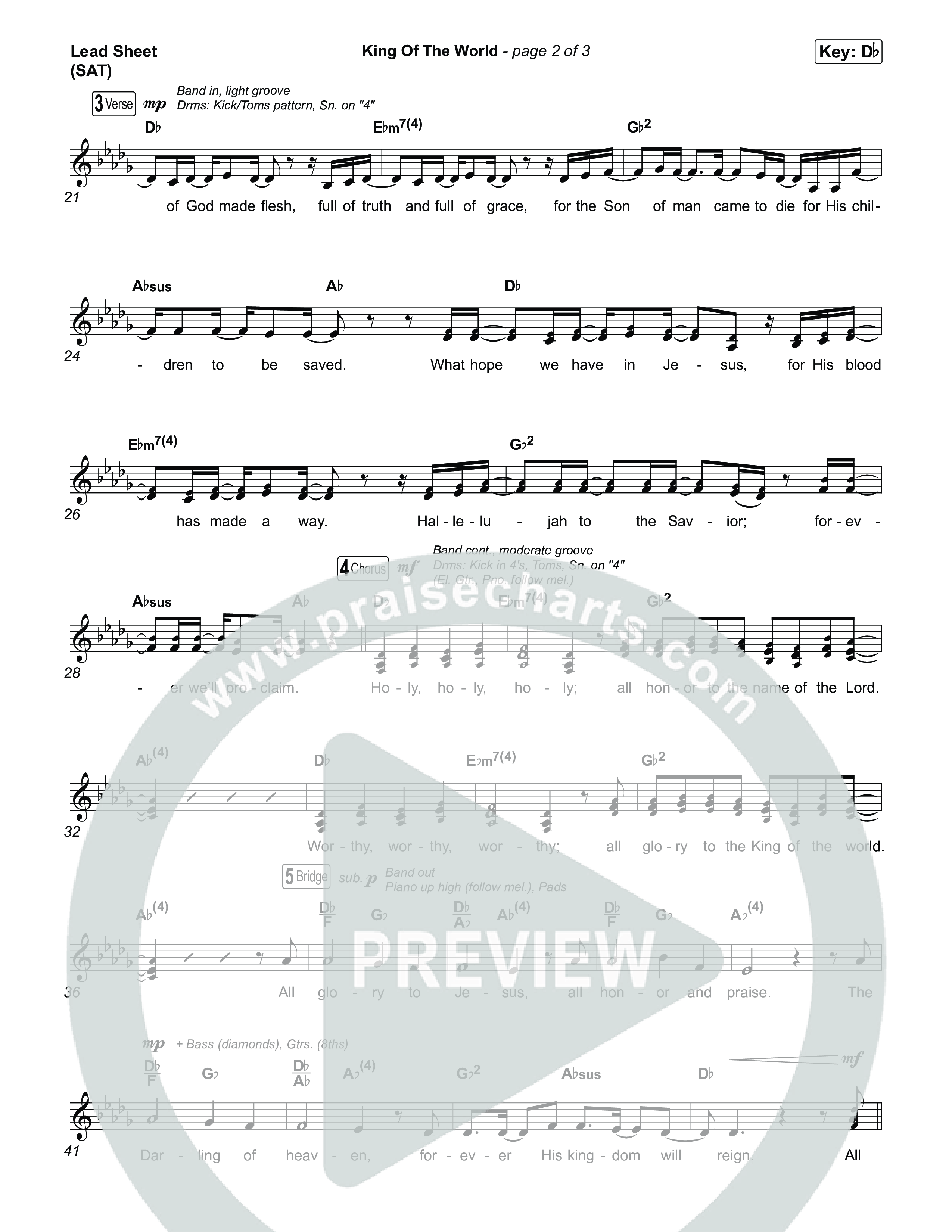 King Of The World Lead Sheet (SAT) (Anna Golden / Aodhan King)