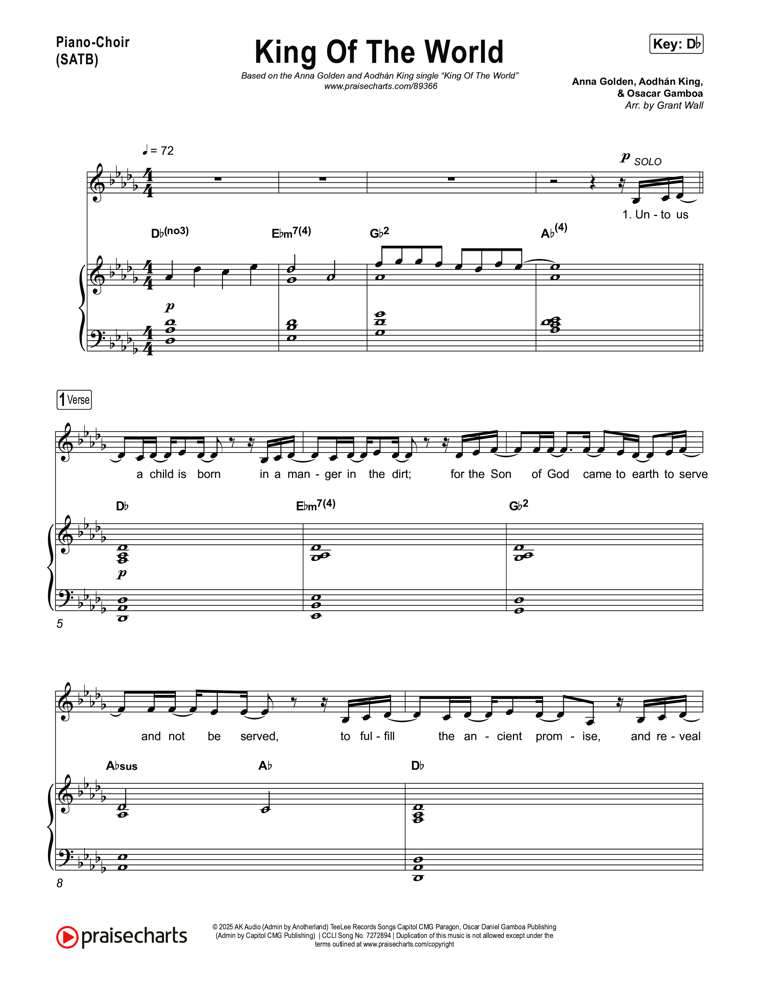 King Of The World Piano/Vocal Pack (Anna Golden / Aodhan King)