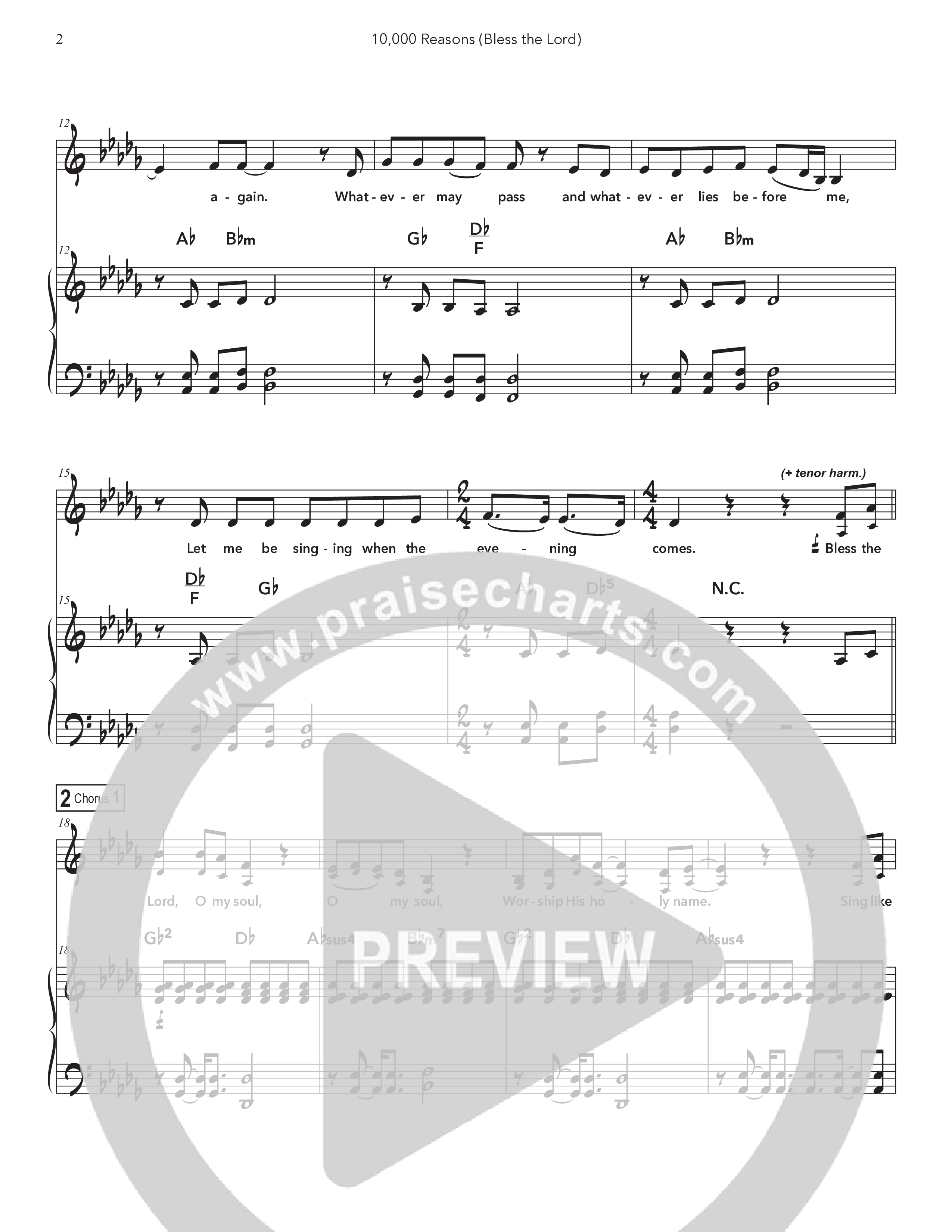 10,000 Reasons (Bless The Lord) (Kids) Piano/Vocal (Doorpost Kids Worship / Dave and Jess Ray)