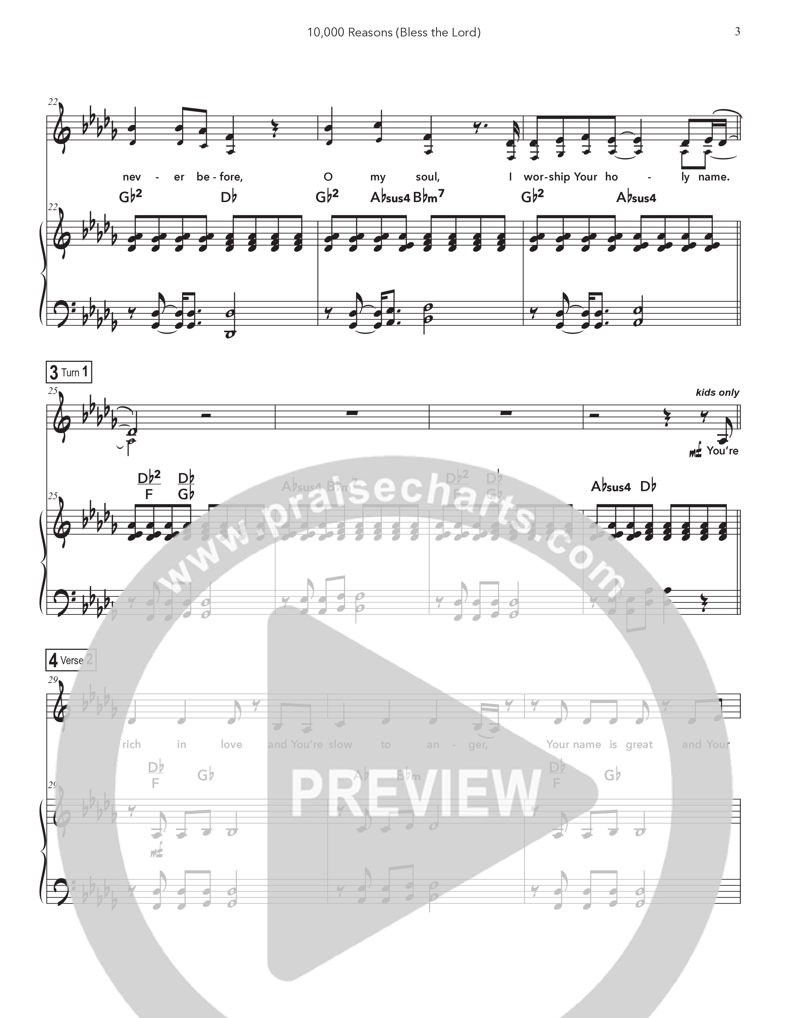 10,000 Reasons (Bless The Lord) (Kids) Piano/Vocal (Doorpost Kids Worship / Dave and Jess Ray)