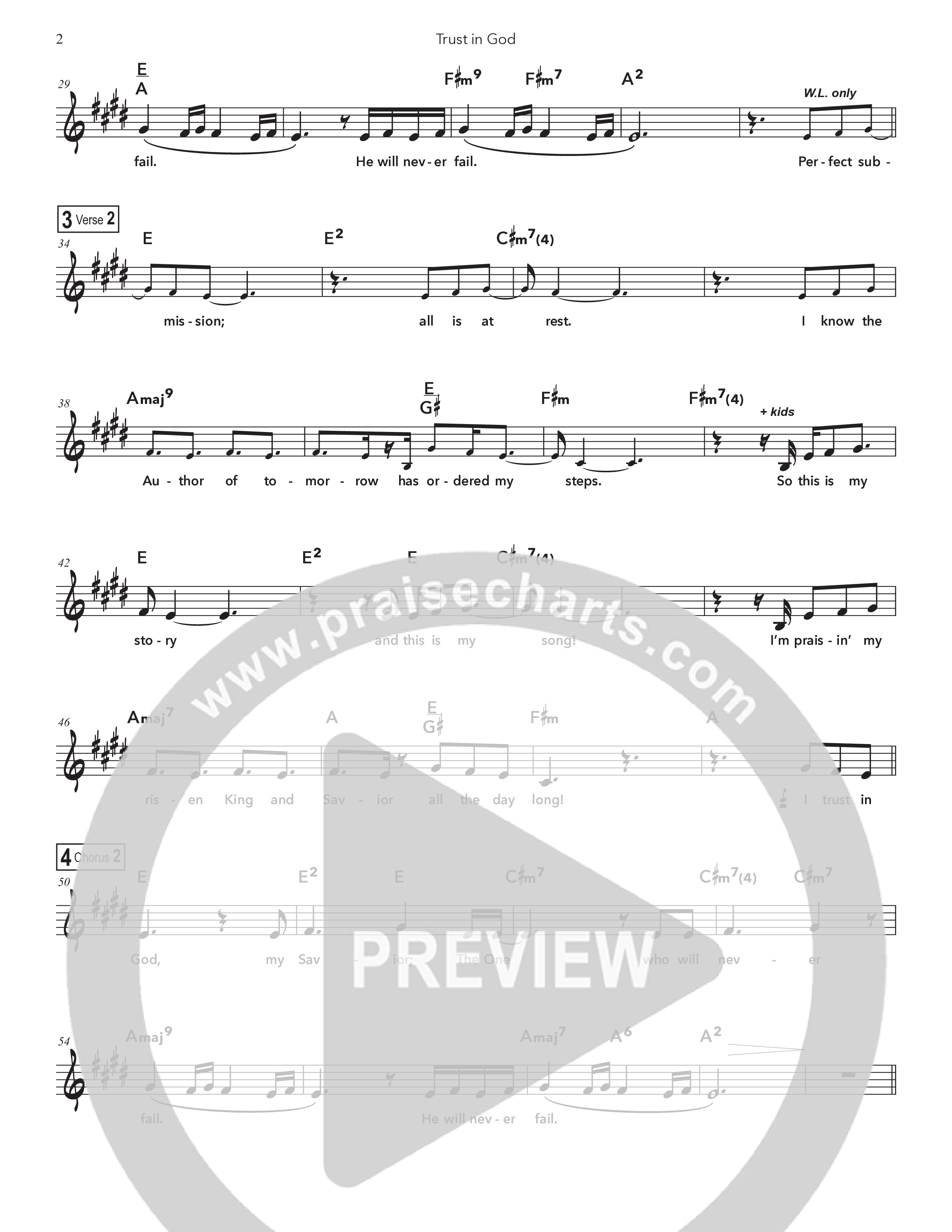 Trust In God (Kids) Lead Sheet Melody (Doorpost Kids Worship / Dave and Jess Ray)