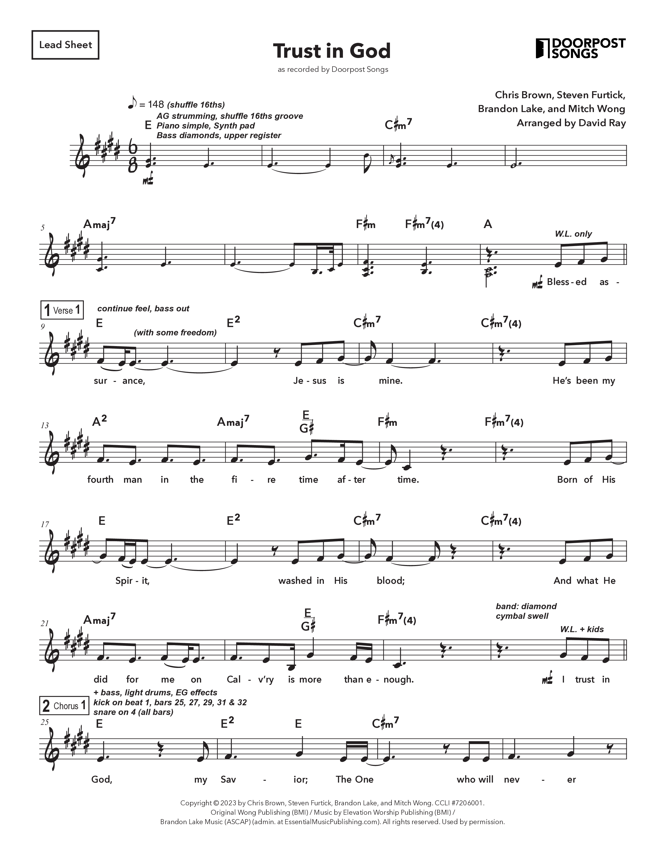 Trust In God (Kids) Piano/Vocal Pack (Doorpost Kids Worship / Dave and Jess Ray)