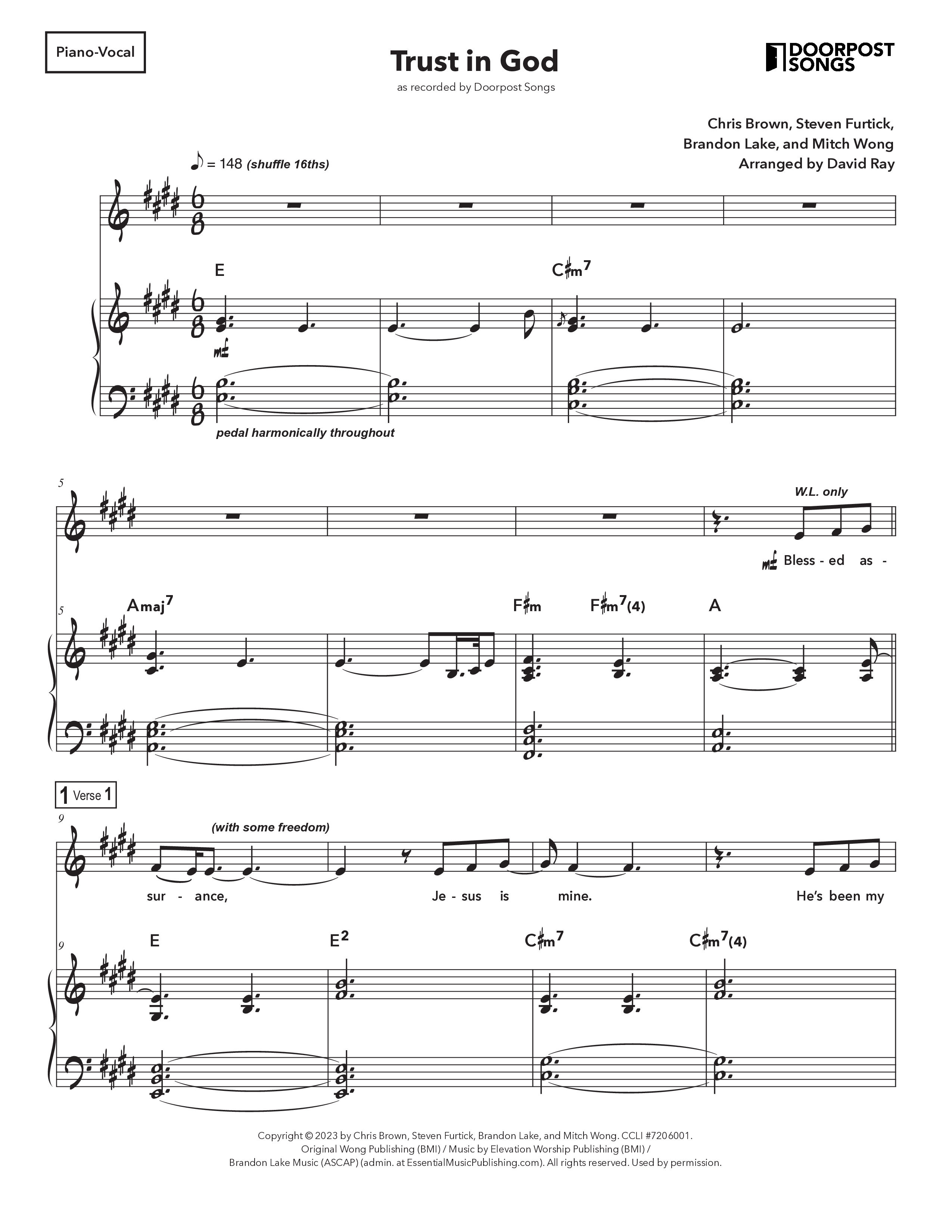 Trust In God (Kids) Piano/Vocal (Doorpost Kids Worship / Dave and Jess Ray)