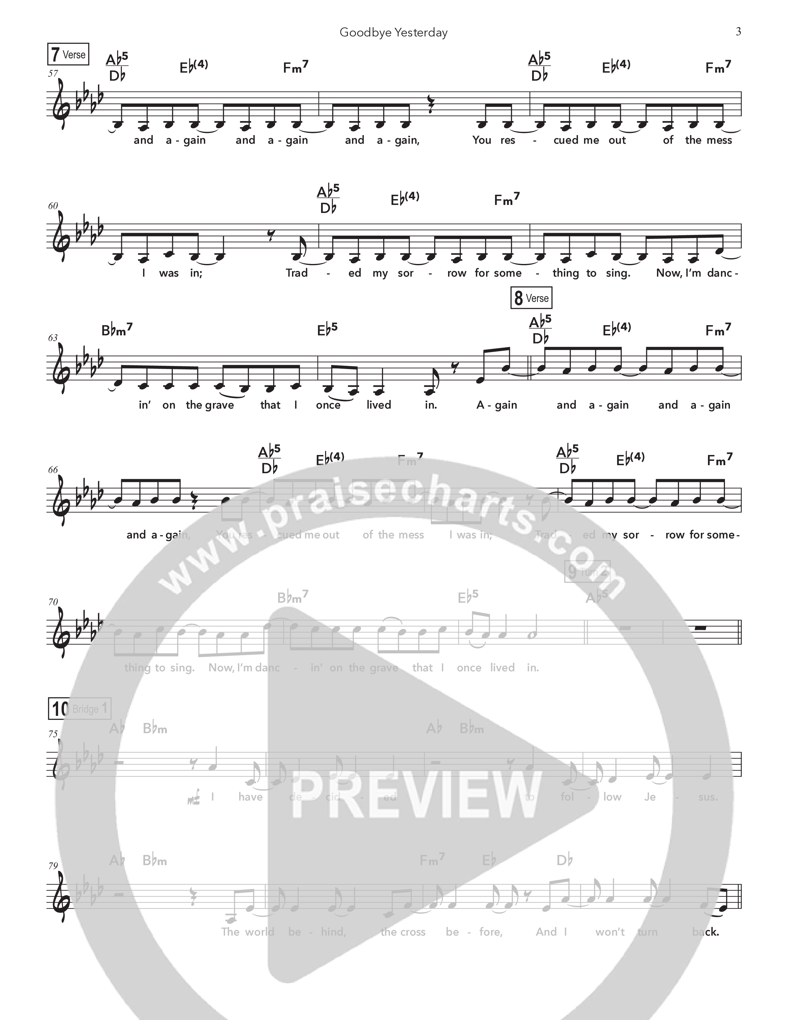 Goodbye Yesterday (Kids) Lead Sheet Melody (Doorpost Kids Worship / Dave and Jess Ray)