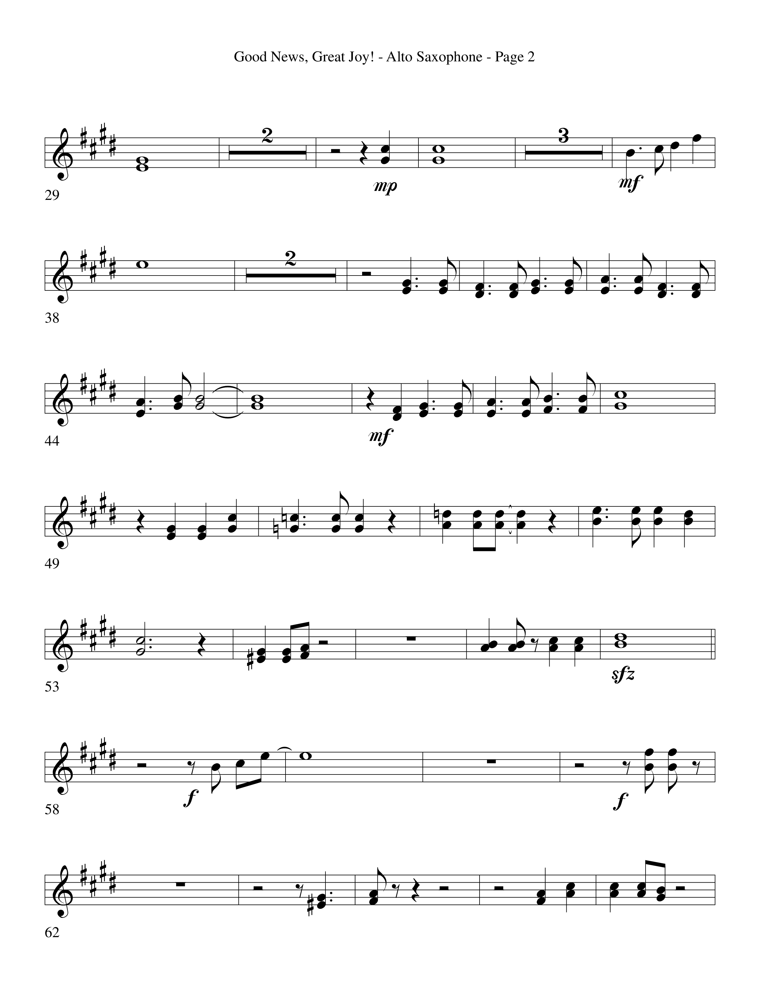 Good News Great Joy (Choral Anthem SATB) Alto Sax (Word Music Choral / Arr. David Clydesdale)