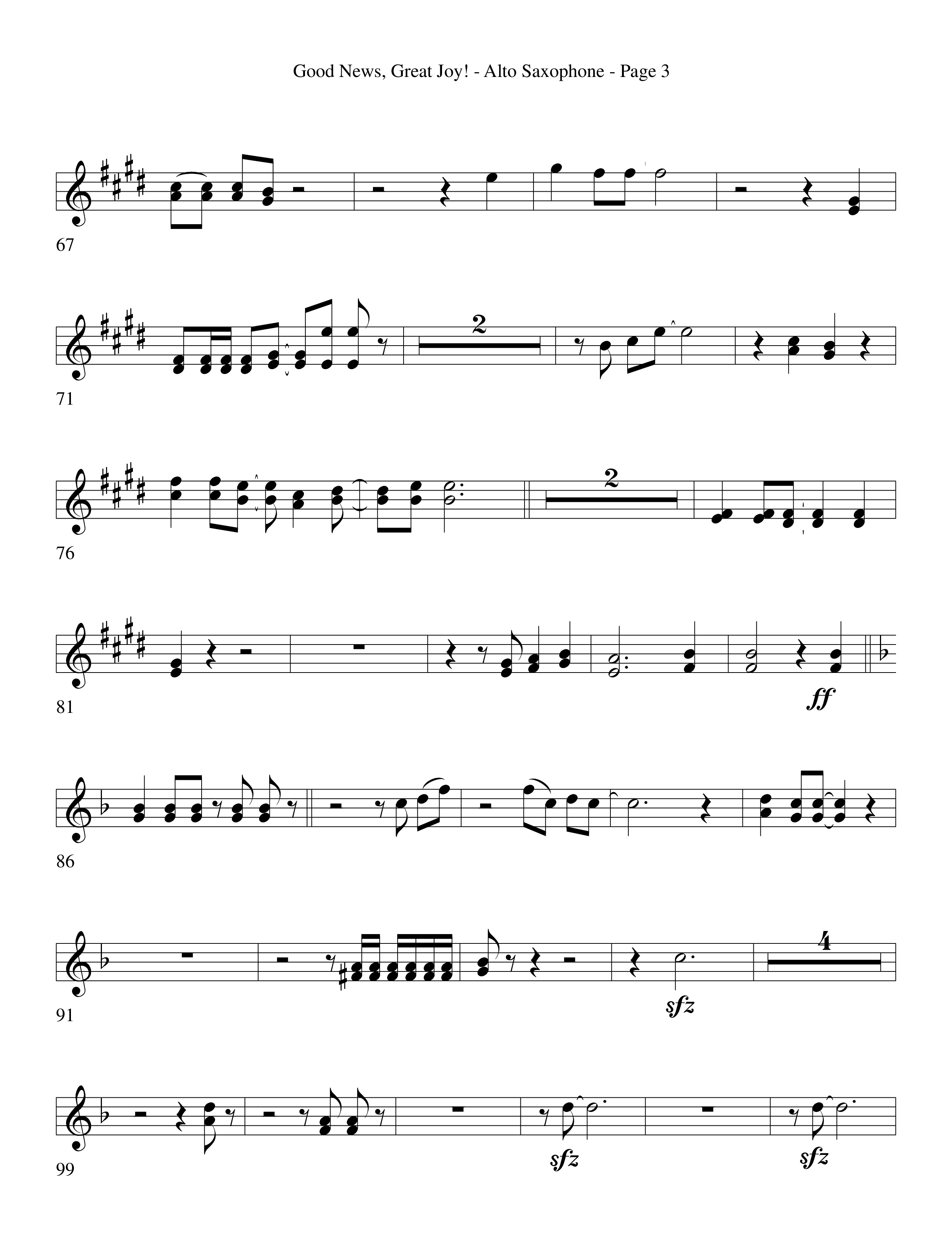 Good News Great Joy (Choral Anthem SATB) Alto Sax (Word Music Choral / Arr. David Clydesdale)