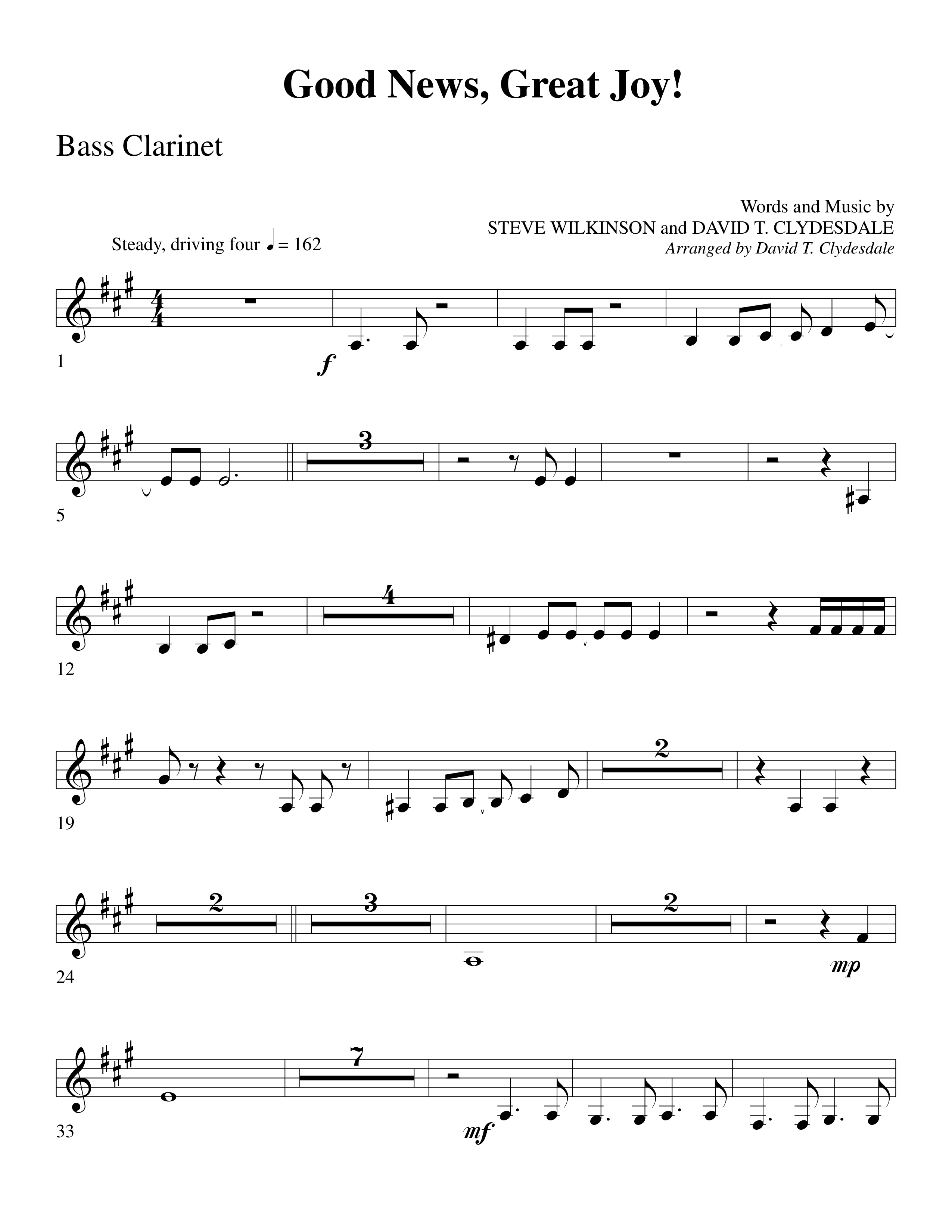 Good News Great Joy (Choral Anthem SATB) Bass Clarinet (Word Music Choral / Arr. David Clydesdale)