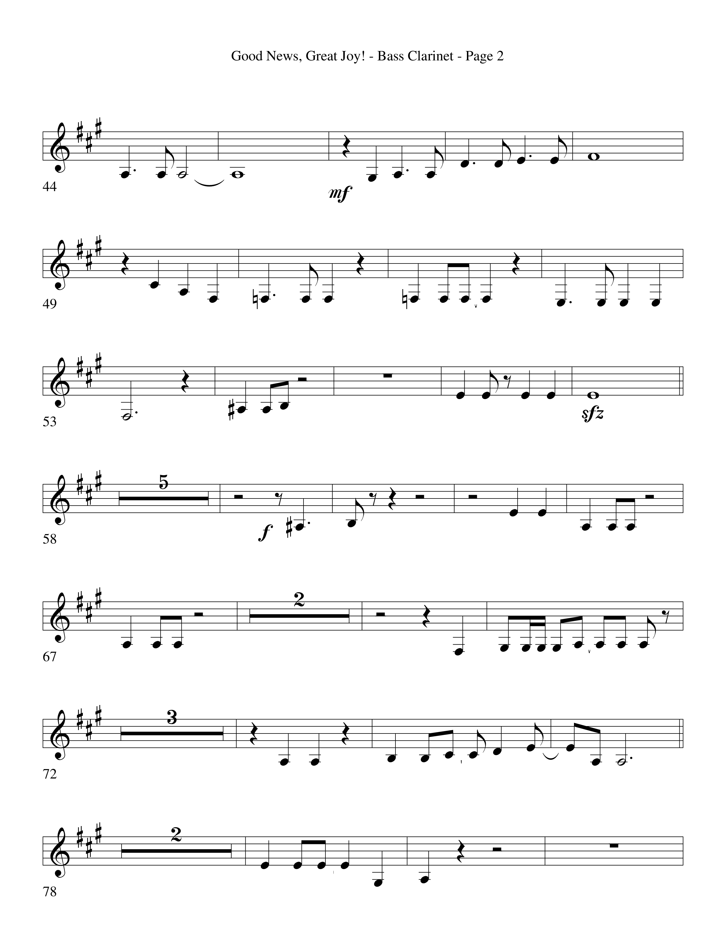 Good News Great Joy (Choral Anthem SATB) Bass Clarinet (Word Music Choral / Arr. David Clydesdale)