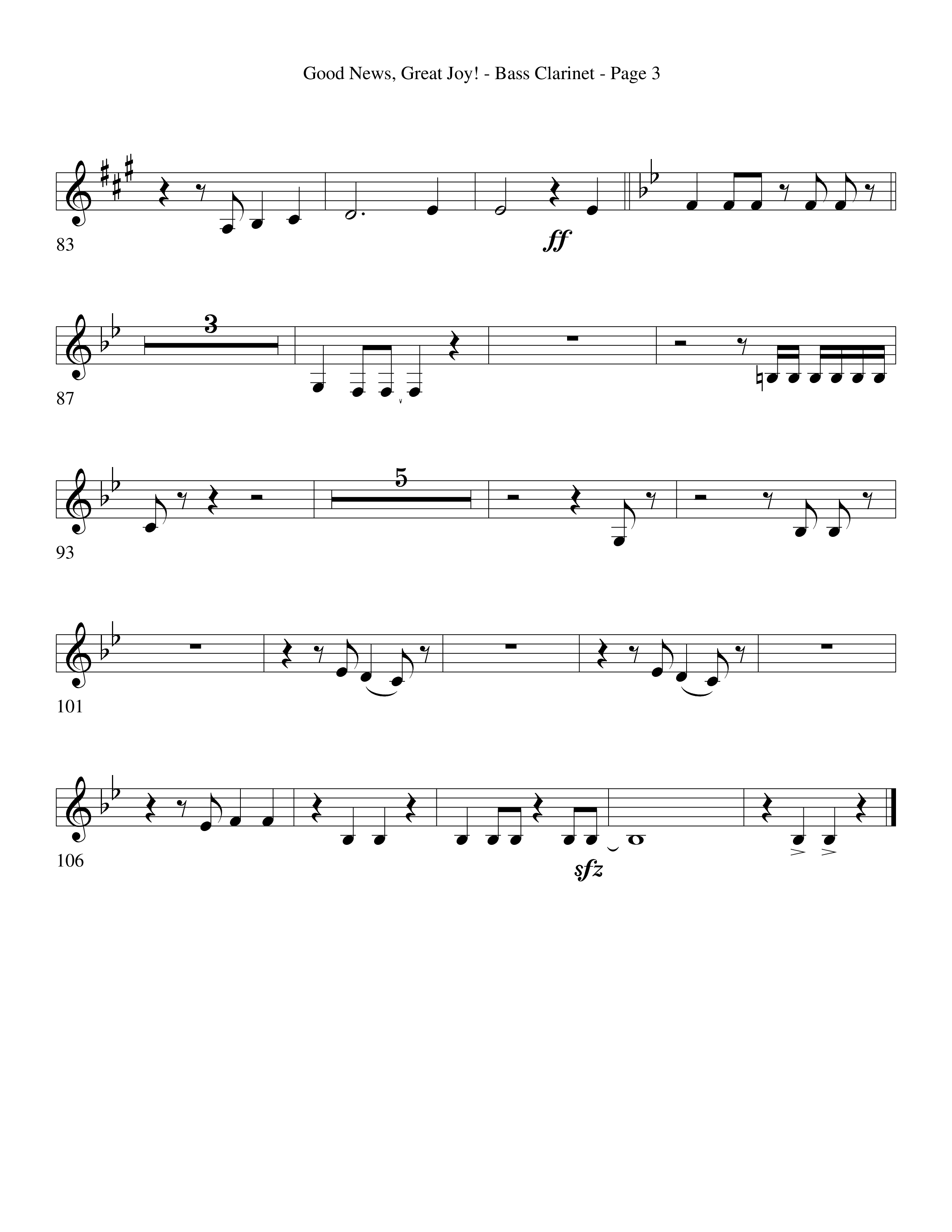 Good News Great Joy (Choral Anthem SATB) Bass Clarinet (Word Music Choral / Arr. David Clydesdale)