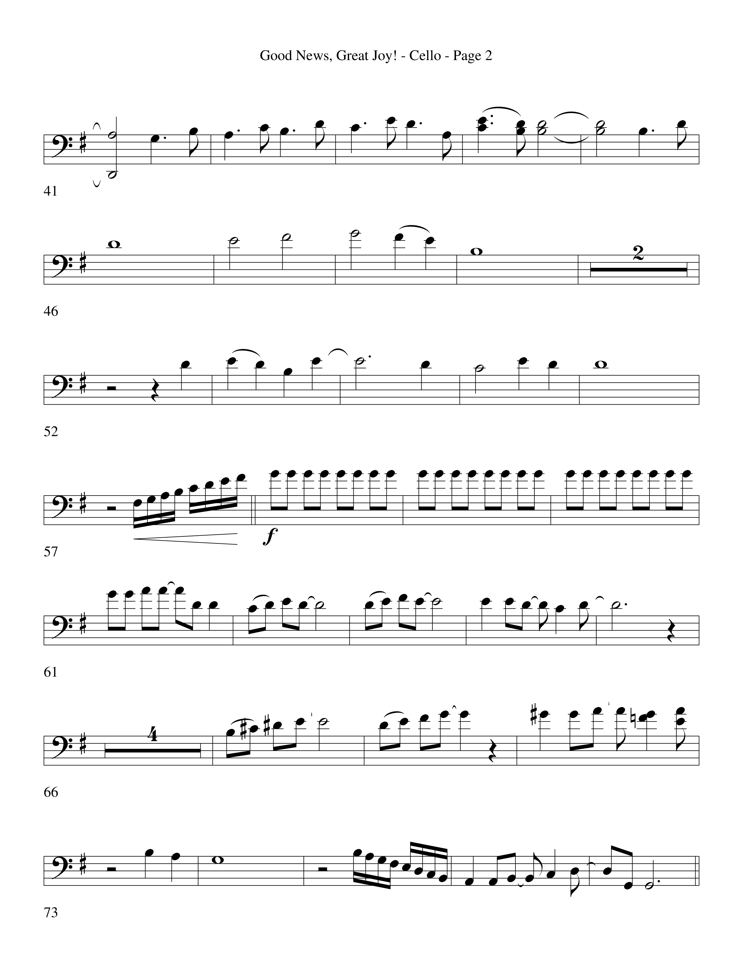 Good News Great Joy (Choral Anthem SATB) Cello (Word Music Choral / Arr. David Clydesdale)