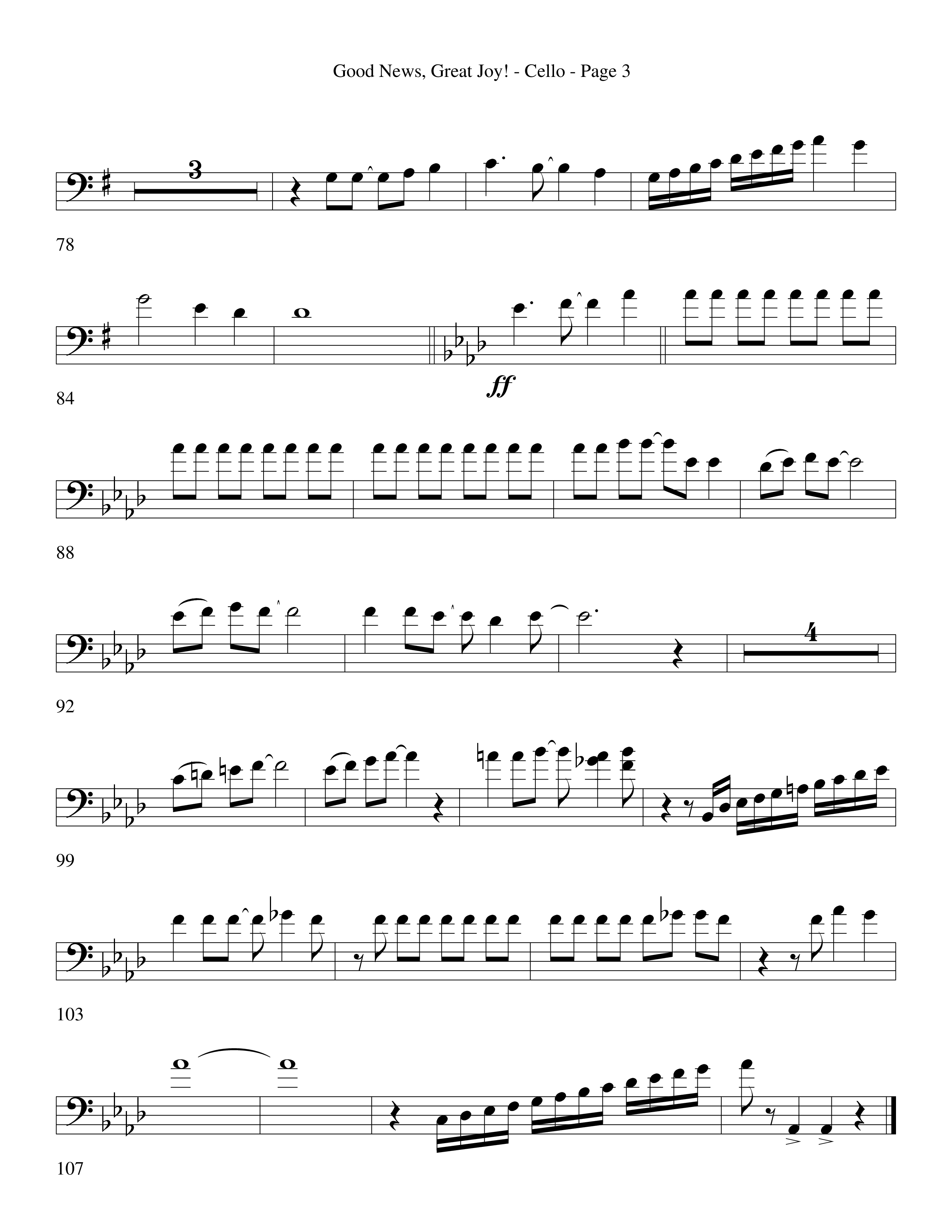 Good News Great Joy (Choral Anthem SATB) Cello (Word Music Choral / Arr. David Clydesdale)