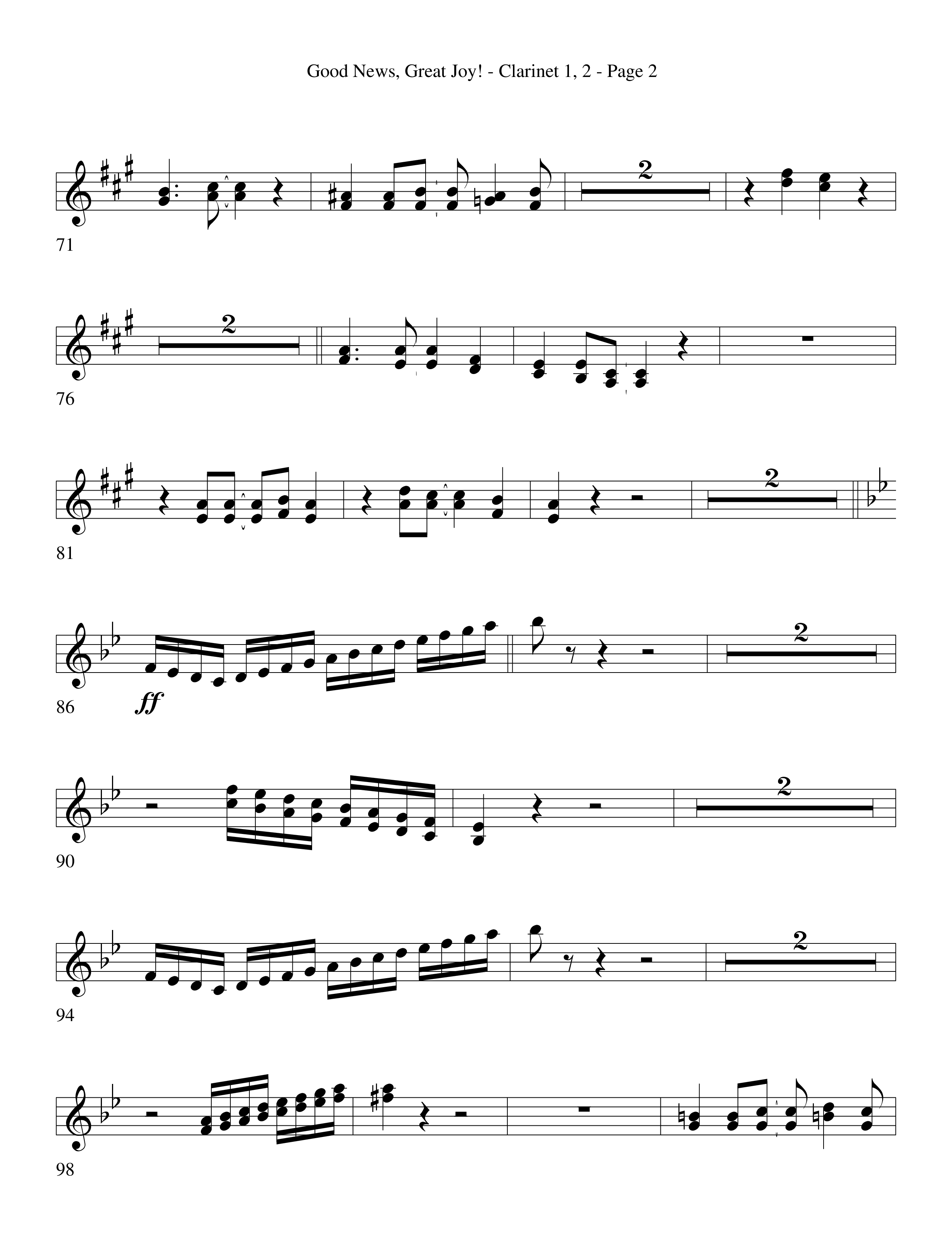 Good News Great Joy (Choral Anthem SATB) Clarinet 1/2 (Word Music Choral / Arr. David Clydesdale)