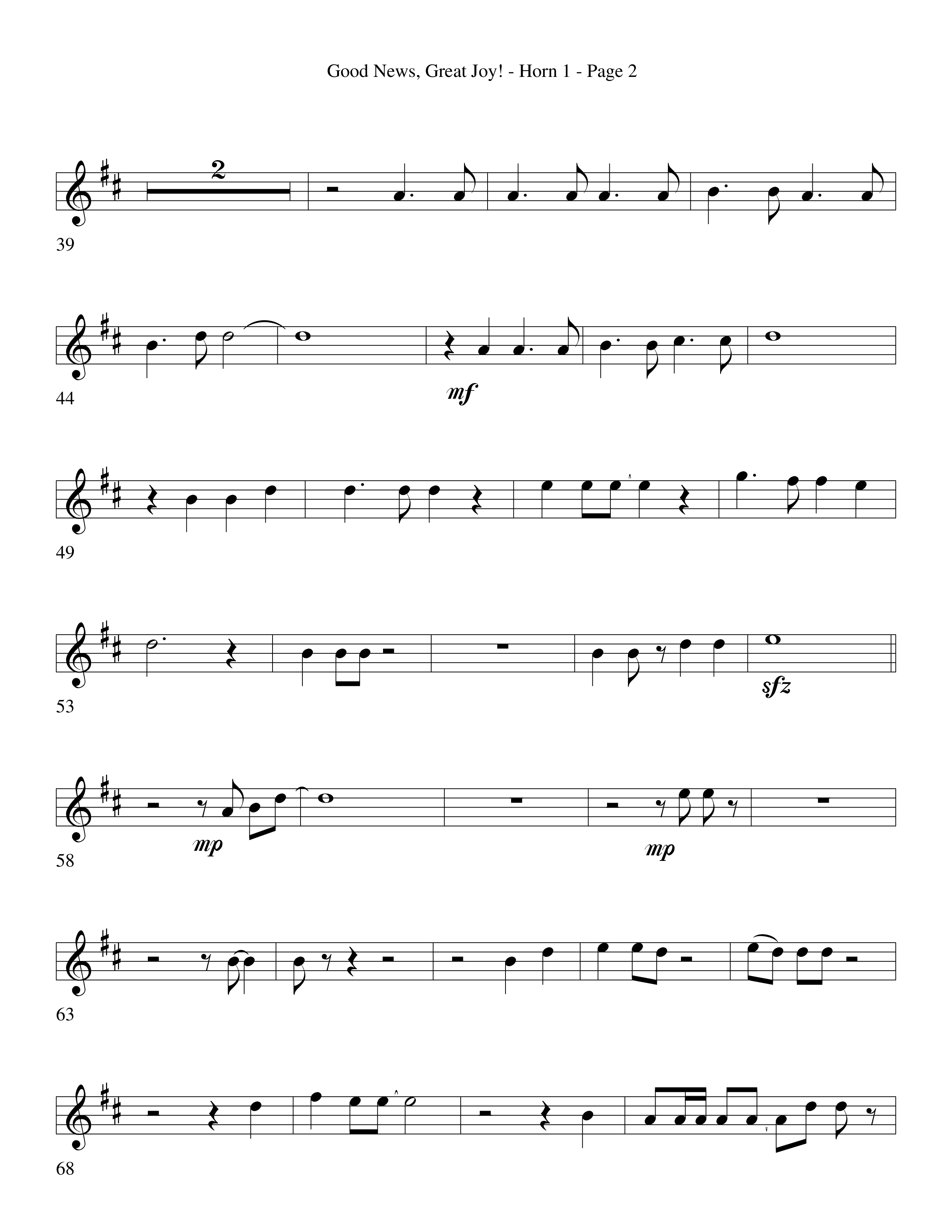 Good News Great Joy (Choral Anthem SATB) French Horn (Word Music Choral / Arr. David Clydesdale)