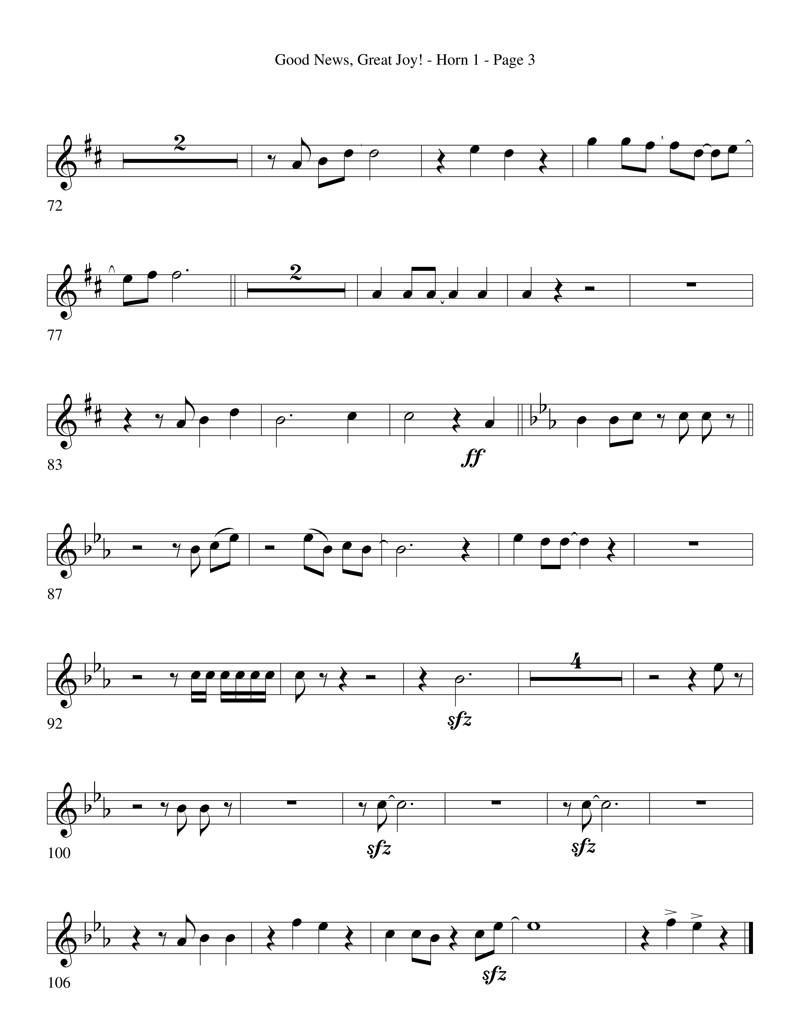 Good News Great Joy (Choral Anthem SATB) French Horn (Word Music Choral / Arr. David Clydesdale)
