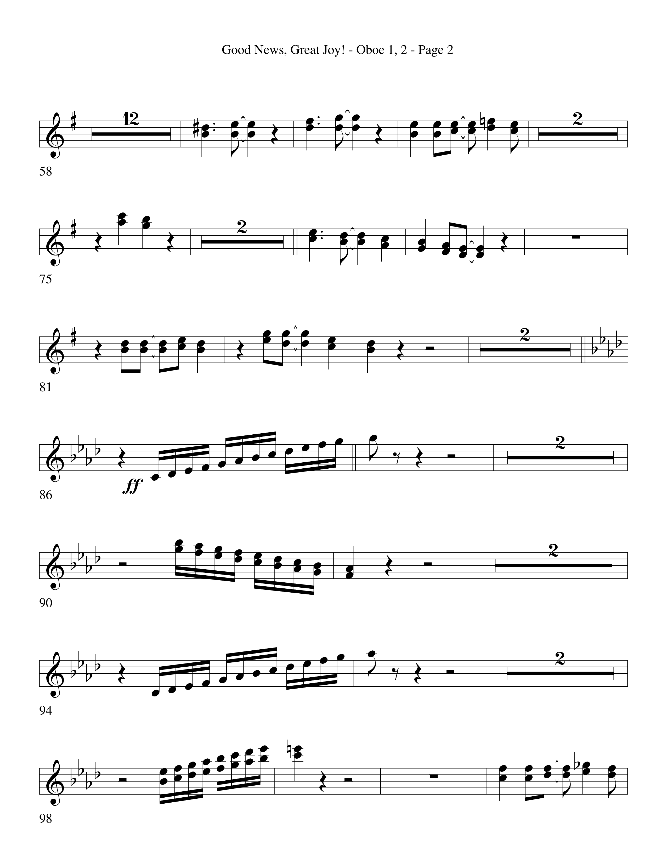 Good News Great Joy (Choral Anthem SATB) Oboe 1/2 (Word Music Choral / Arr. David Clydesdale)
