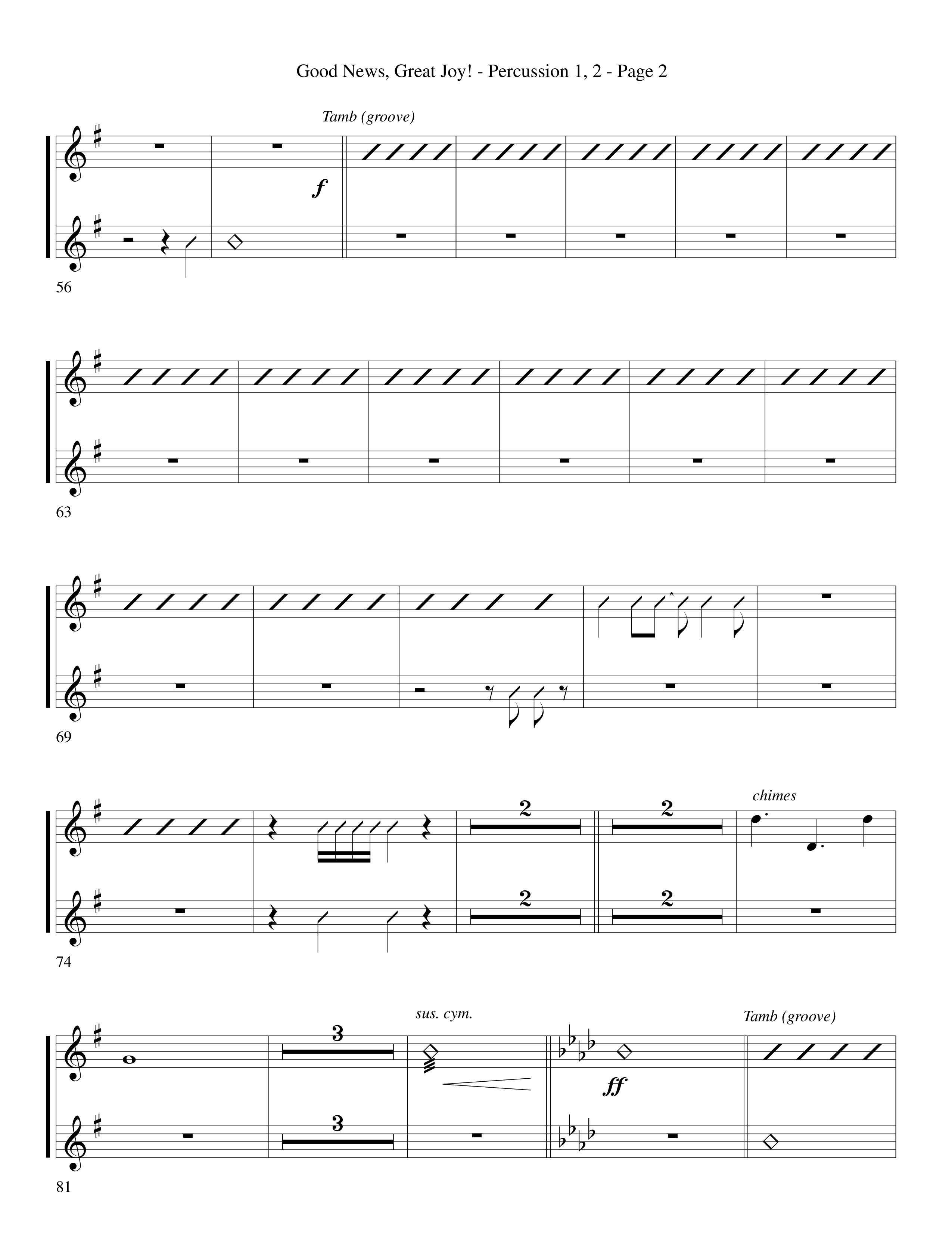 Good News Great Joy (Choral Anthem SATB) Percussion (Word Music Choral / Arr. David Clydesdale)