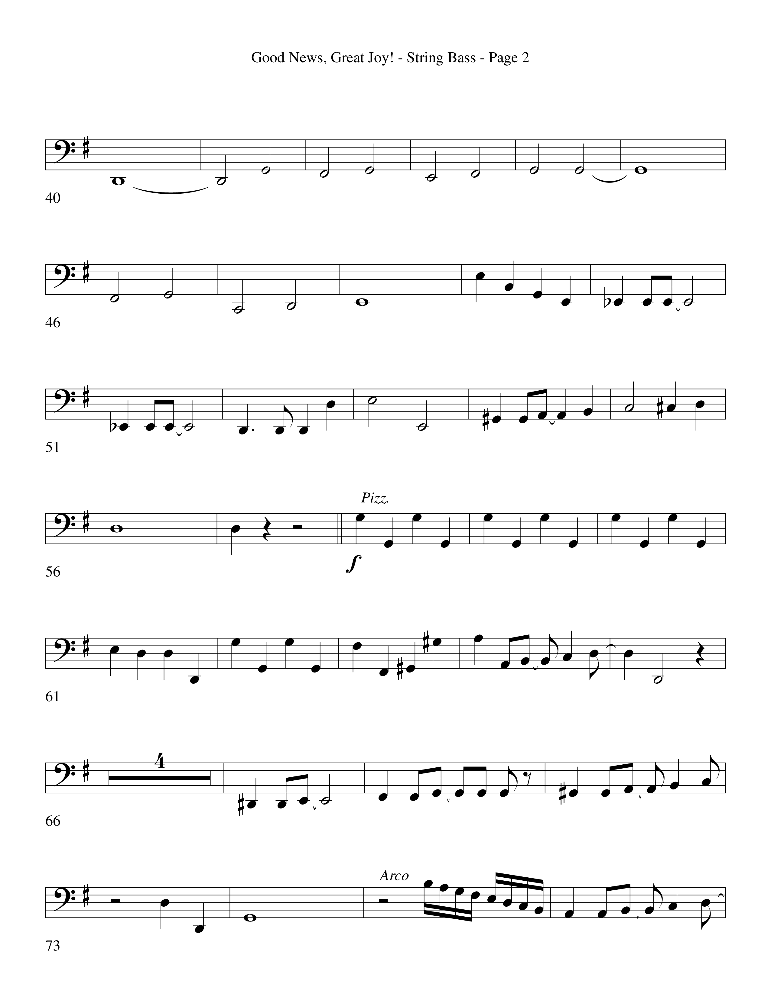 Good News Great Joy (Choral Anthem SATB) String Bass (Word Music Choral / Arr. David Clydesdale)