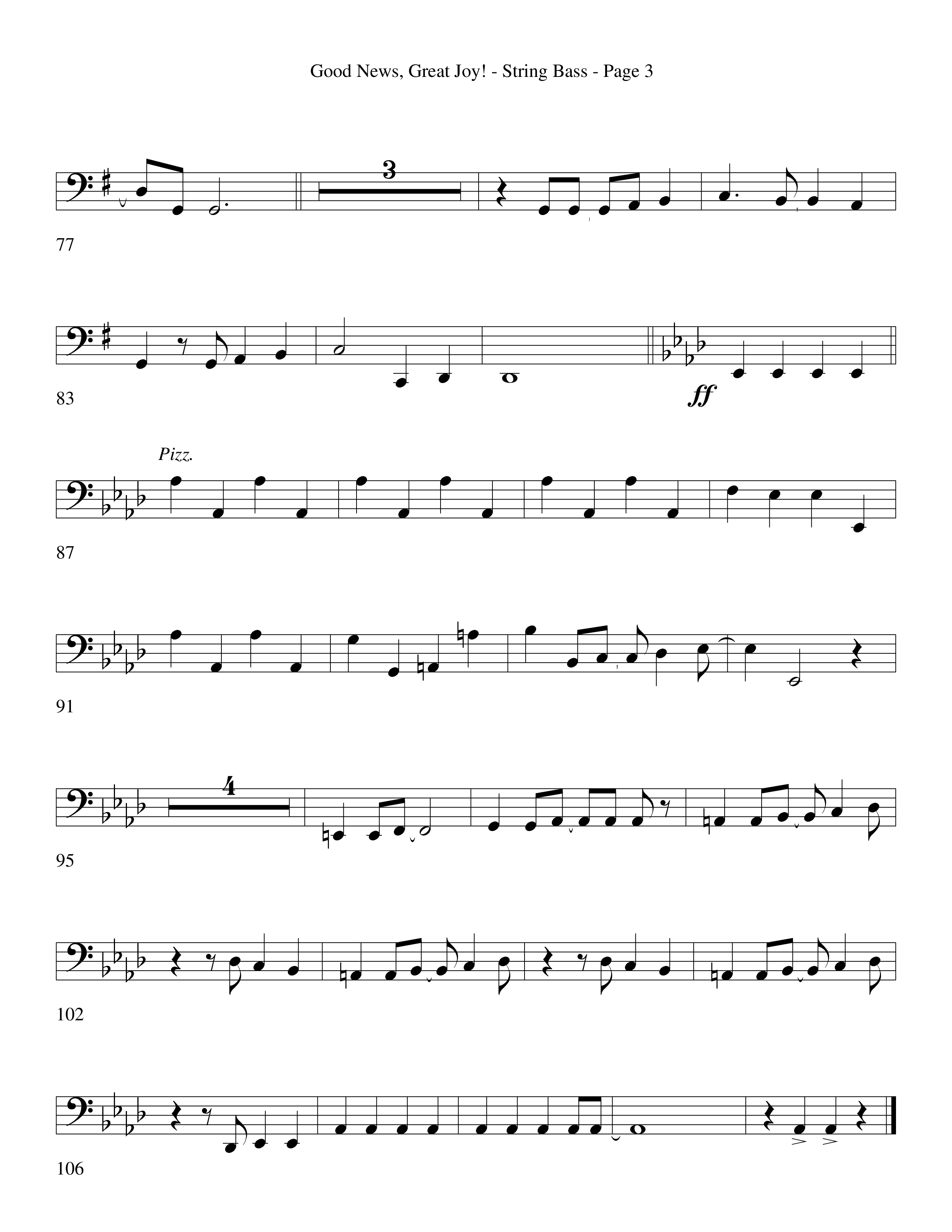 Good News Great Joy (Choral Anthem SATB) String Bass (Word Music Choral / Arr. David Clydesdale)