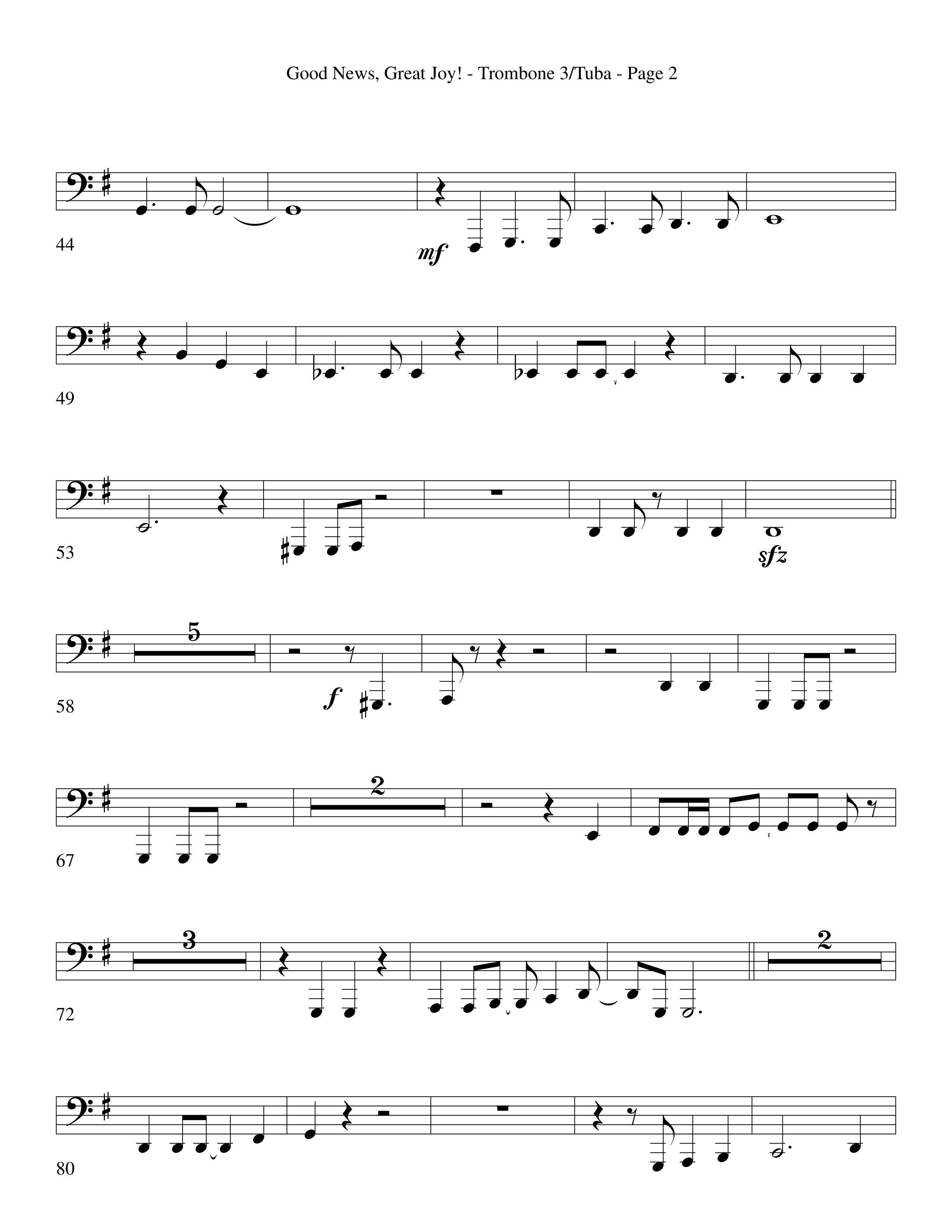 Good News Great Joy (Choral Anthem SATB) Trombone 3/Tuba (Word Music Choral / Arr. David Clydesdale)