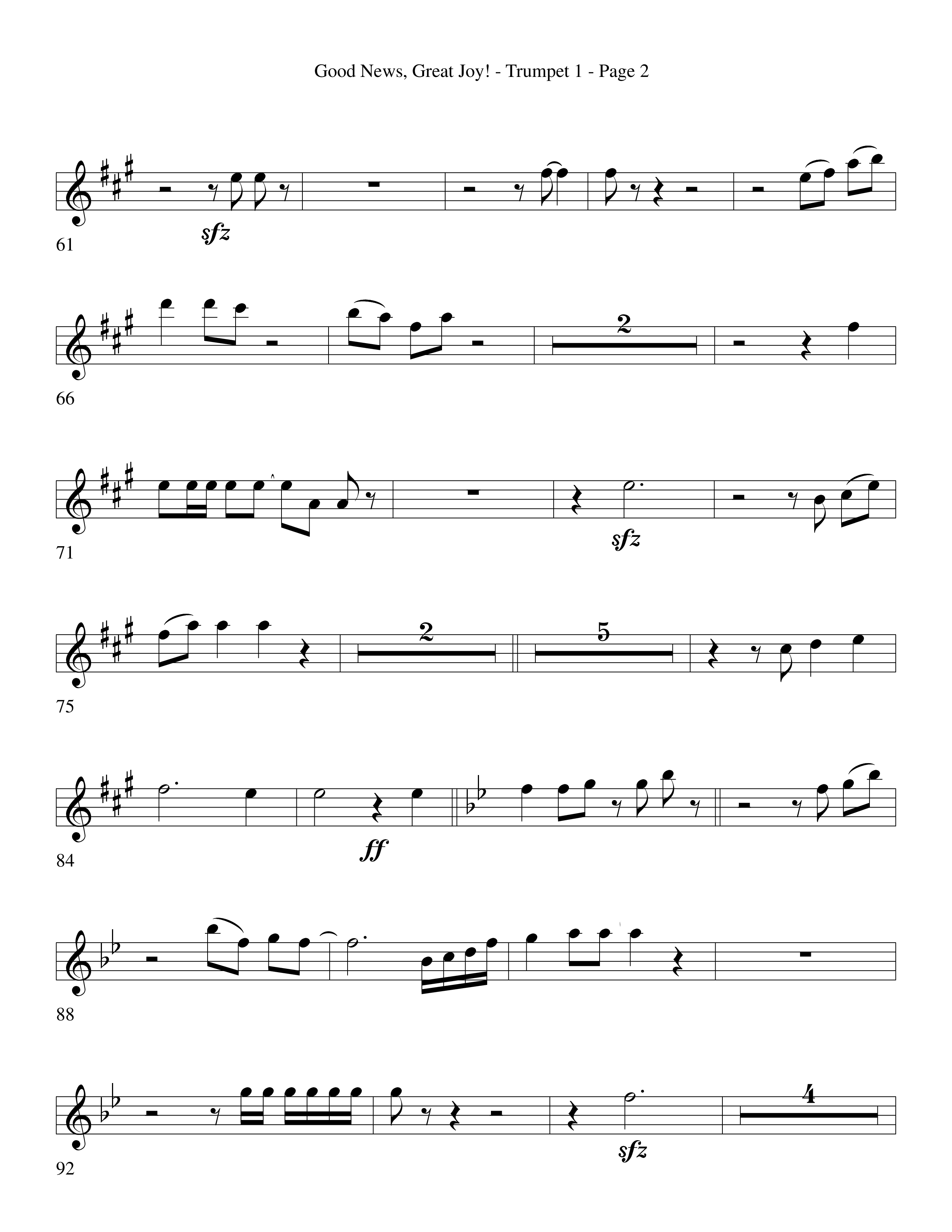 Good News Great Joy (Choral Anthem SATB) Trumpet 1 (Word Music Choral / Arr. David Clydesdale)
