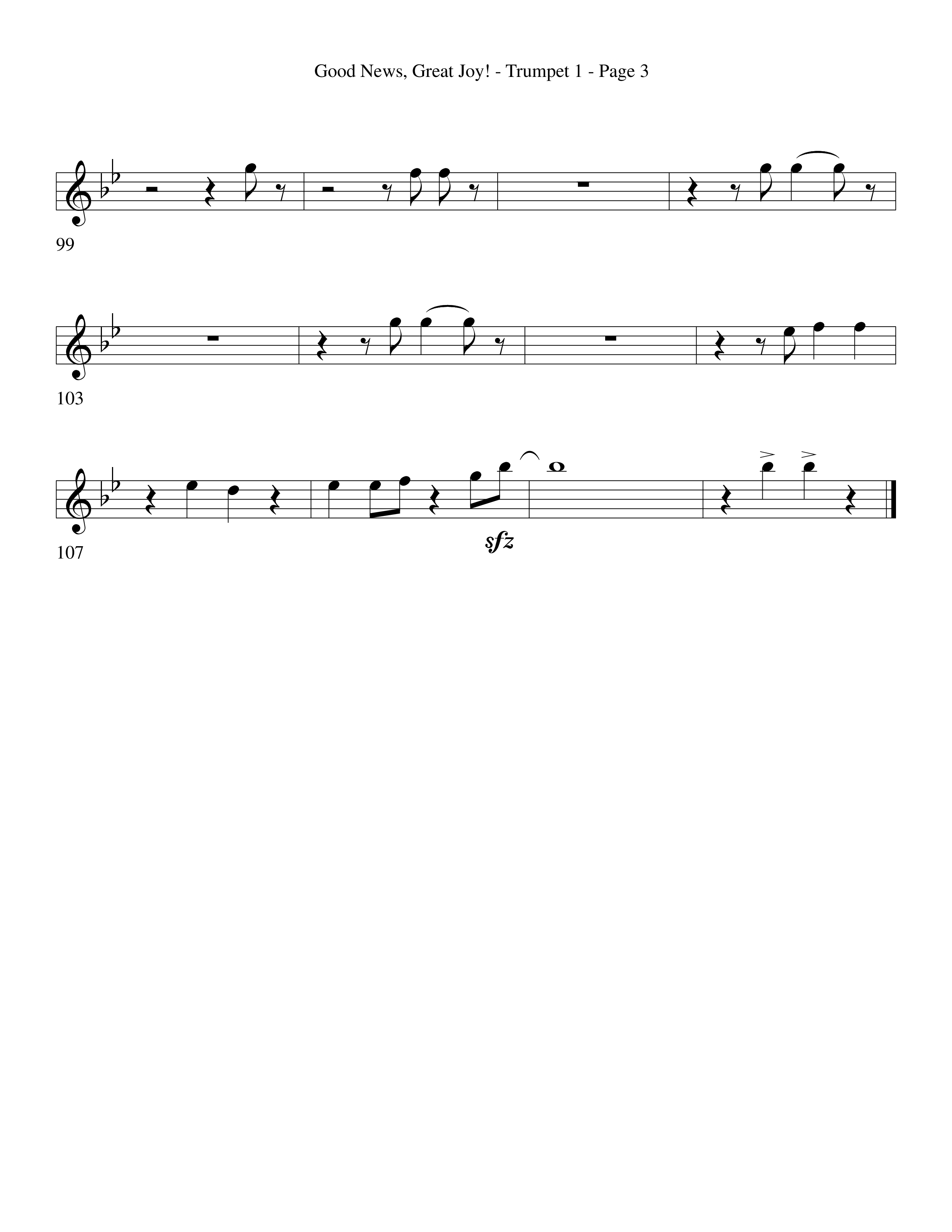 Good News Great Joy (Choral Anthem SATB) Trumpet 1 (Word Music Choral / Arr. David Clydesdale)