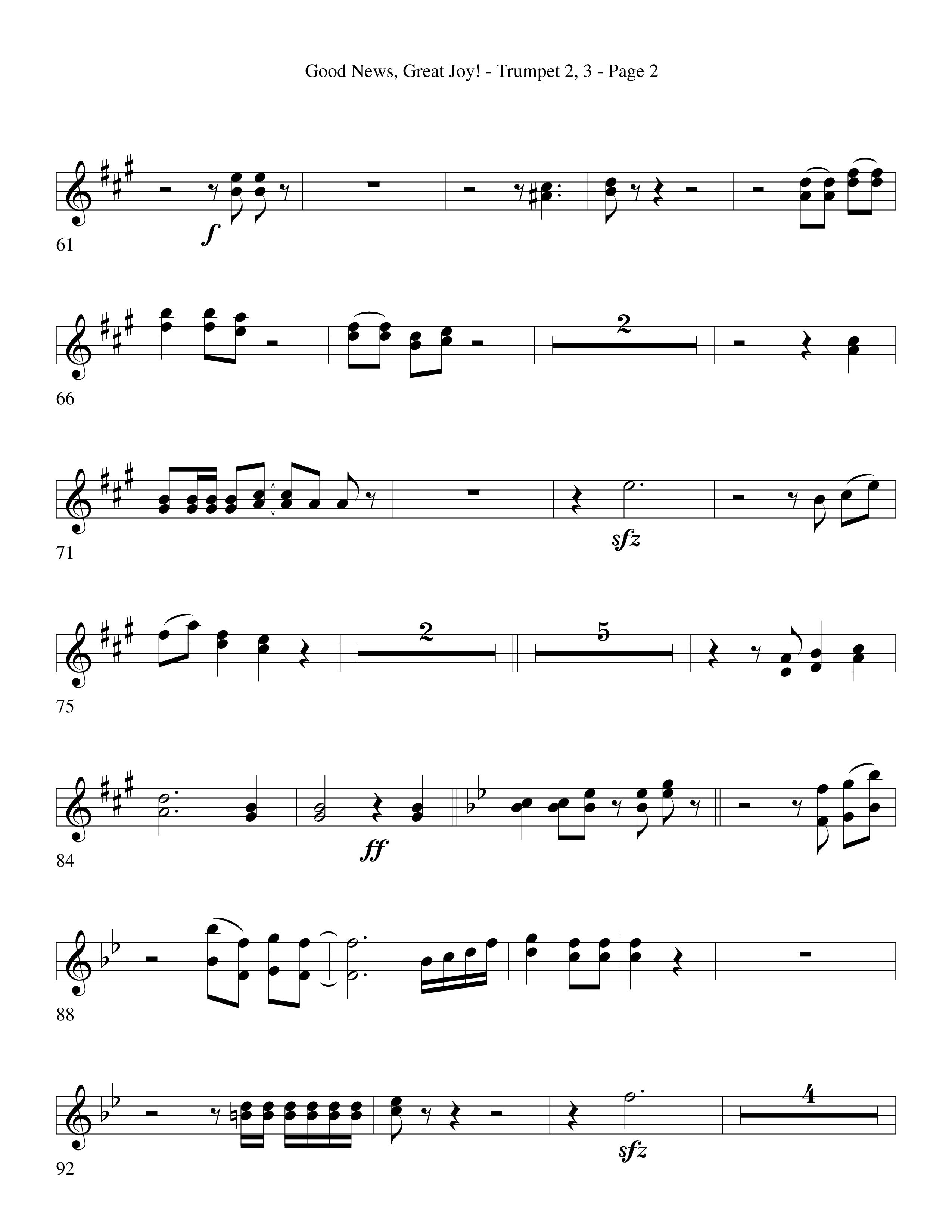Good News Great Joy (Choral Anthem SATB) Trumpet 2/3 (Word Music Choral / Arr. David Clydesdale)